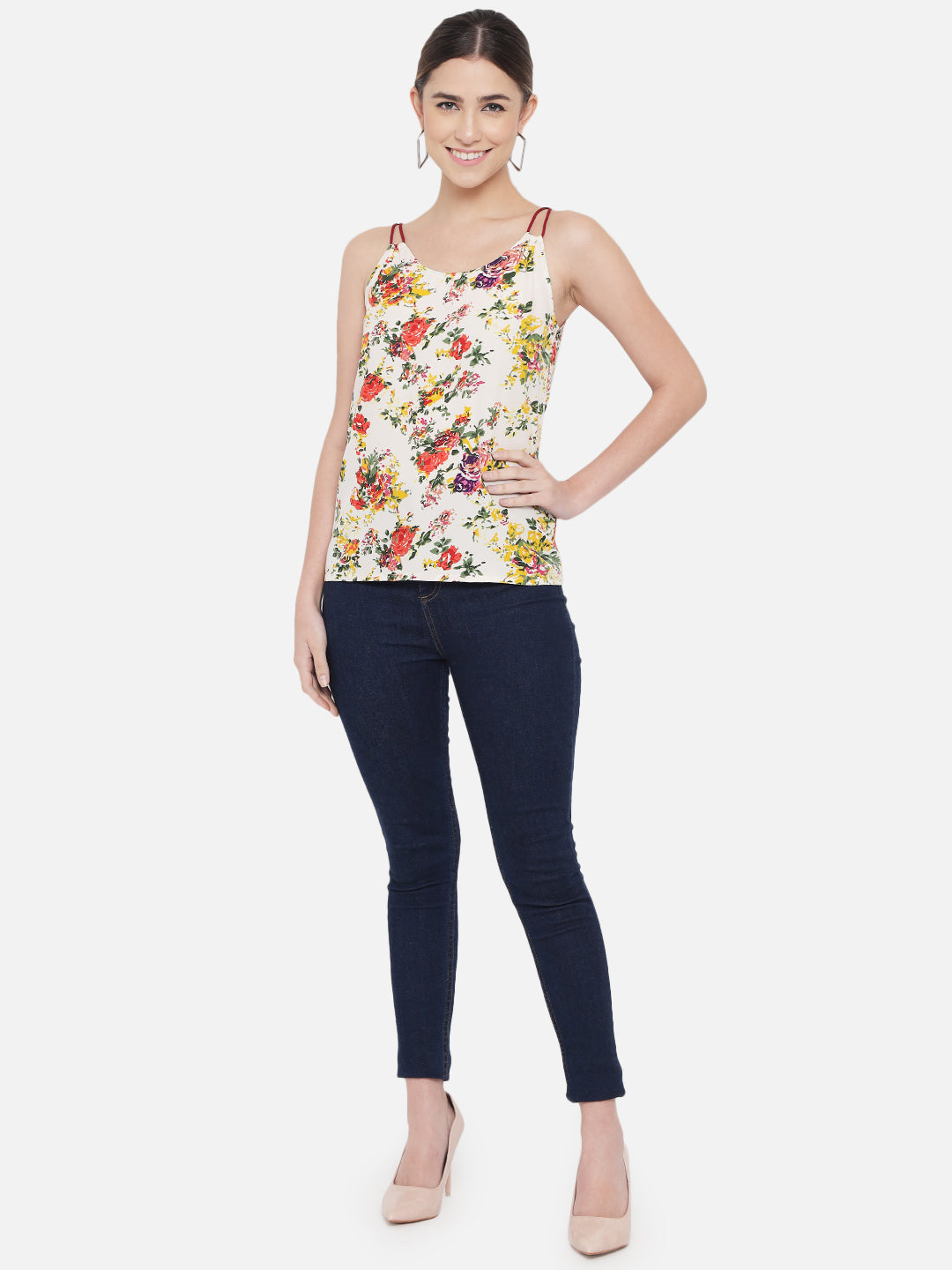 Multicolor Floral Sleeveless Spaghetti Top for Women