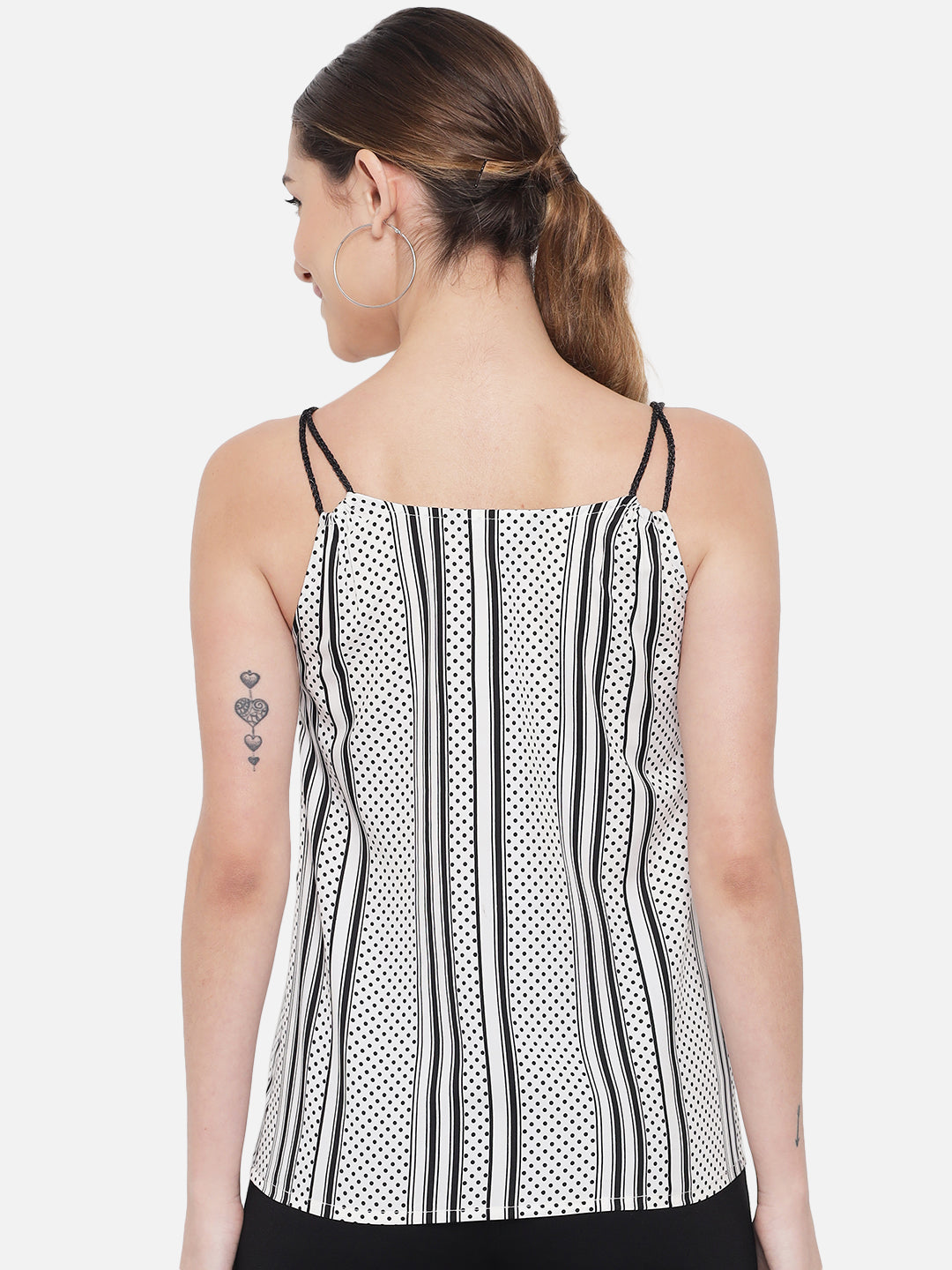 White Polka Dot Sleeveless Spaghetti Top for Women