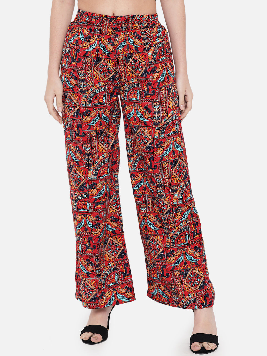Multicolor All-Over Printed Regular Fit Straight Palazzo for Women