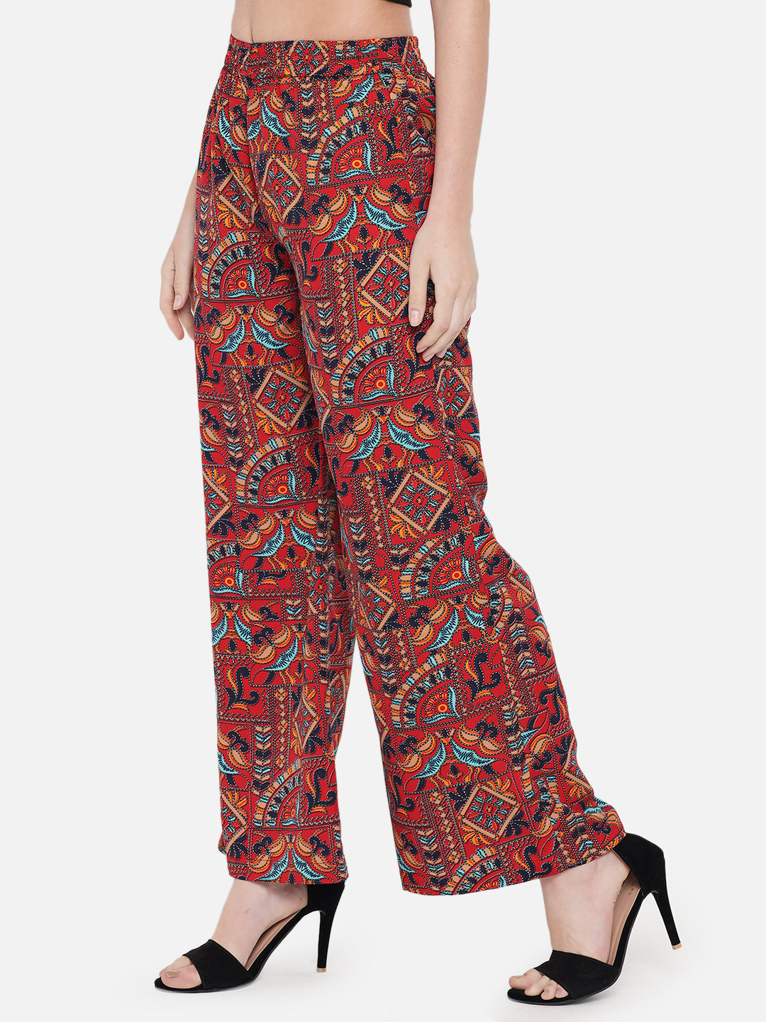 Multicolor All-Over Printed Regular Fit Straight Palazzo for Women