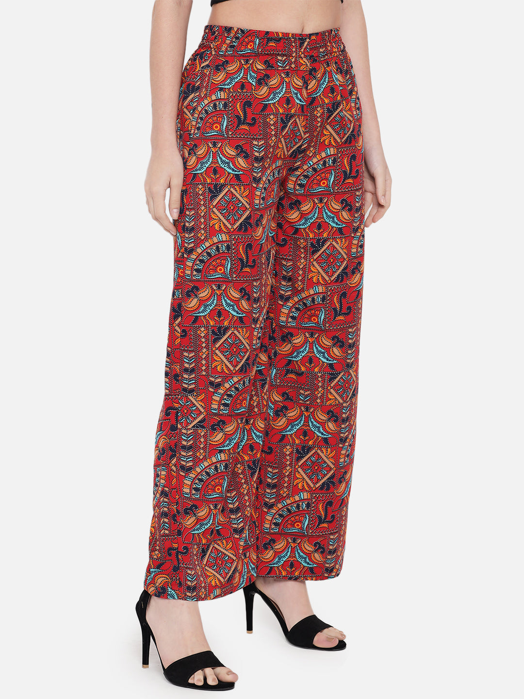 Multicolor All-Over Printed Regular Fit Straight Palazzo for Women