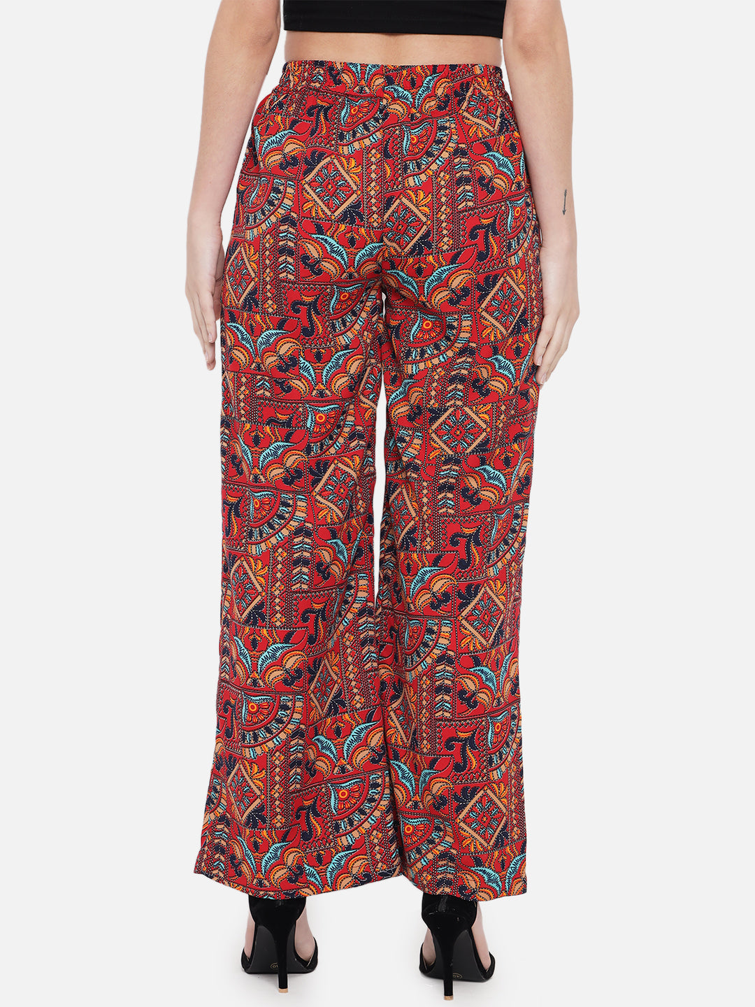 Multicolor All-Over Printed Regular Fit Straight Palazzo for Women