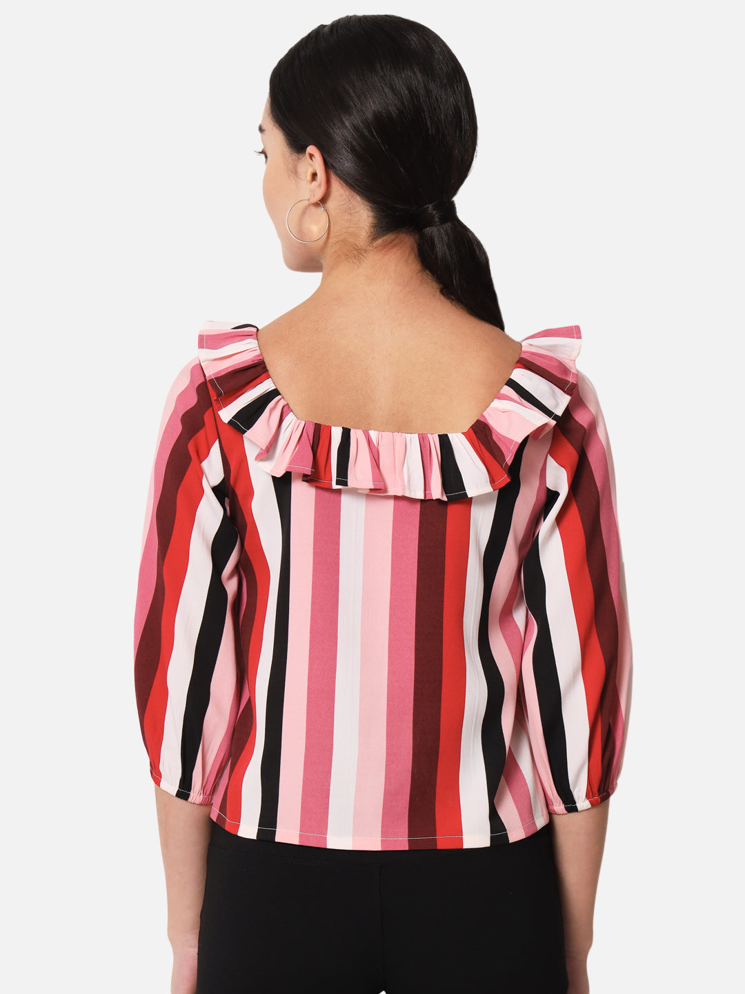 Multicolor Striped Square Neck Top for Women