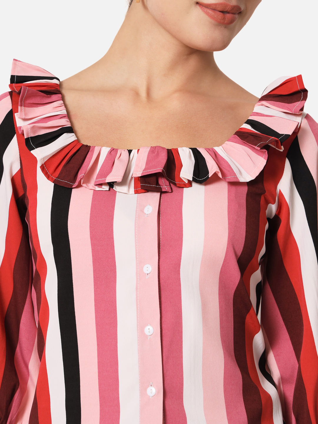 Multicolor Striped Square Neck Top for Women