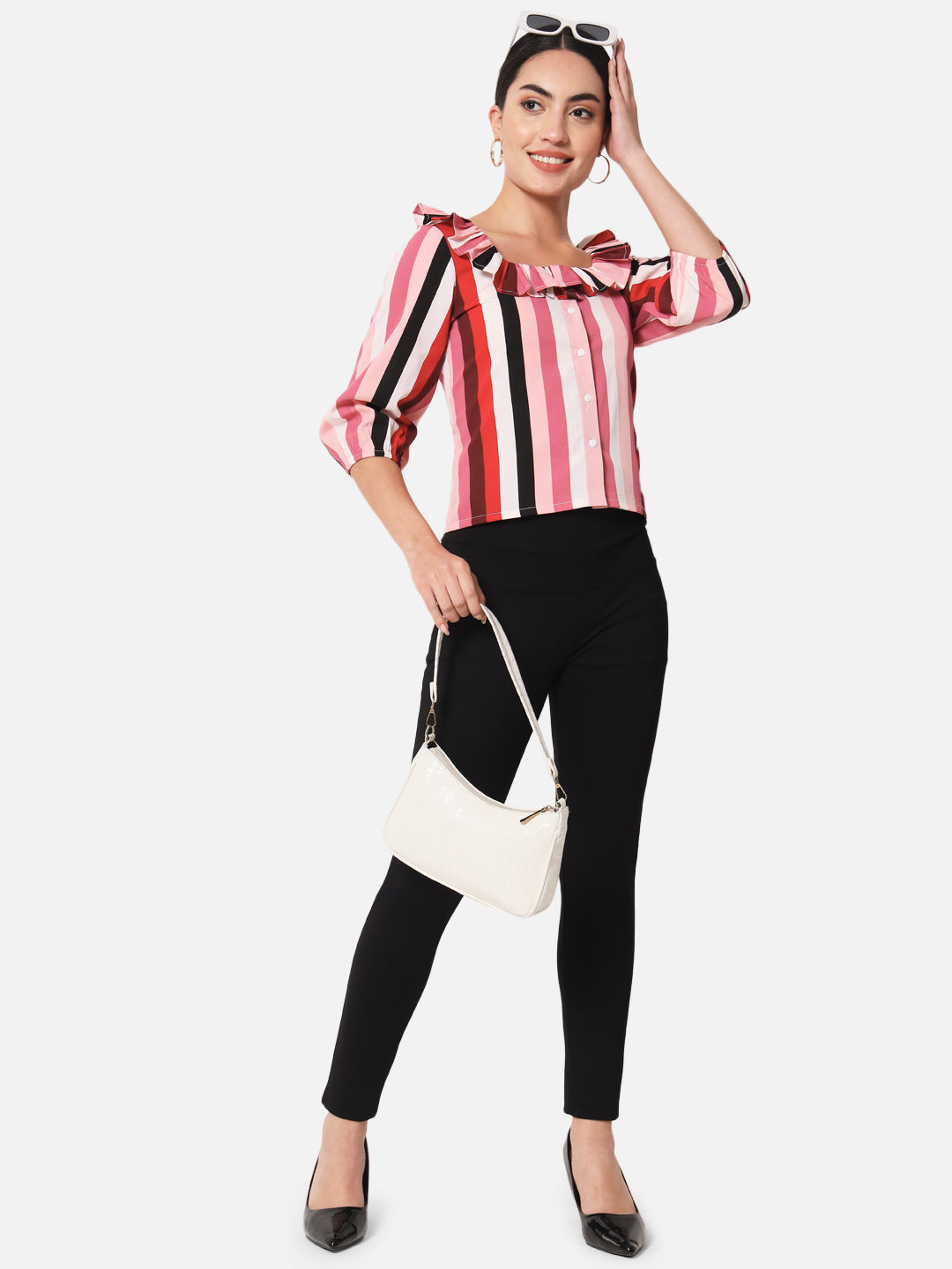 Multicolor Striped Square Neck Top for Women
