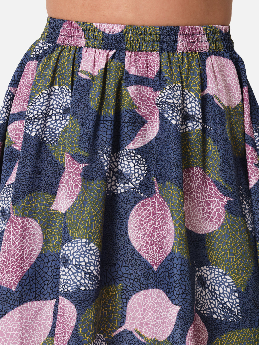 Leaf Printed Above Knee Length Skirt for Women