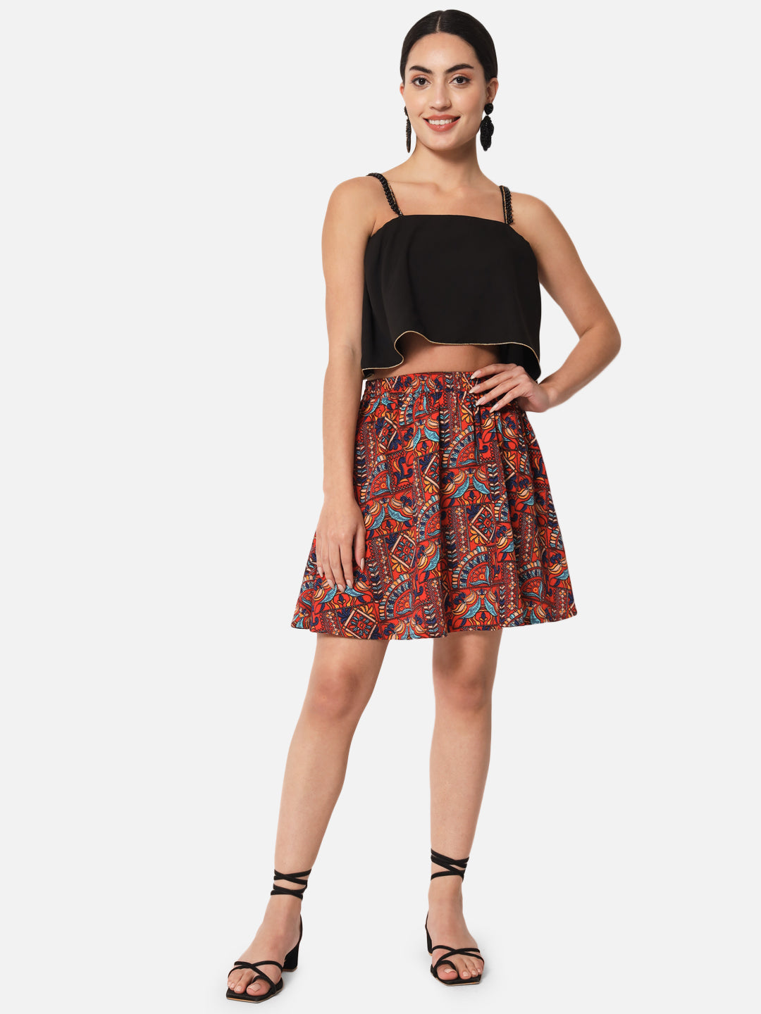 All-Over Printed Above Knee Length Skirt for Women