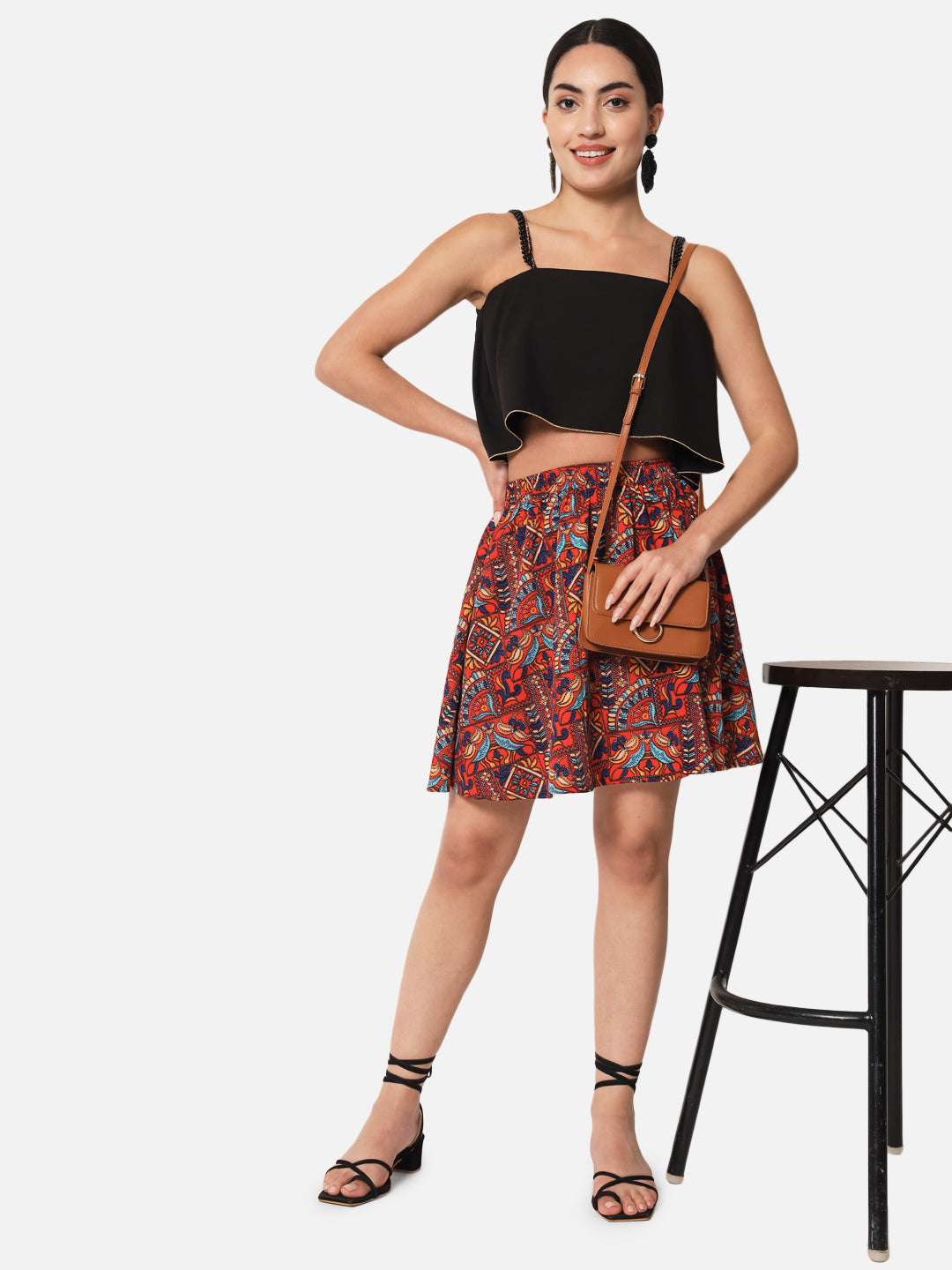 All-Over Printed Above Knee Length Skirt for Women