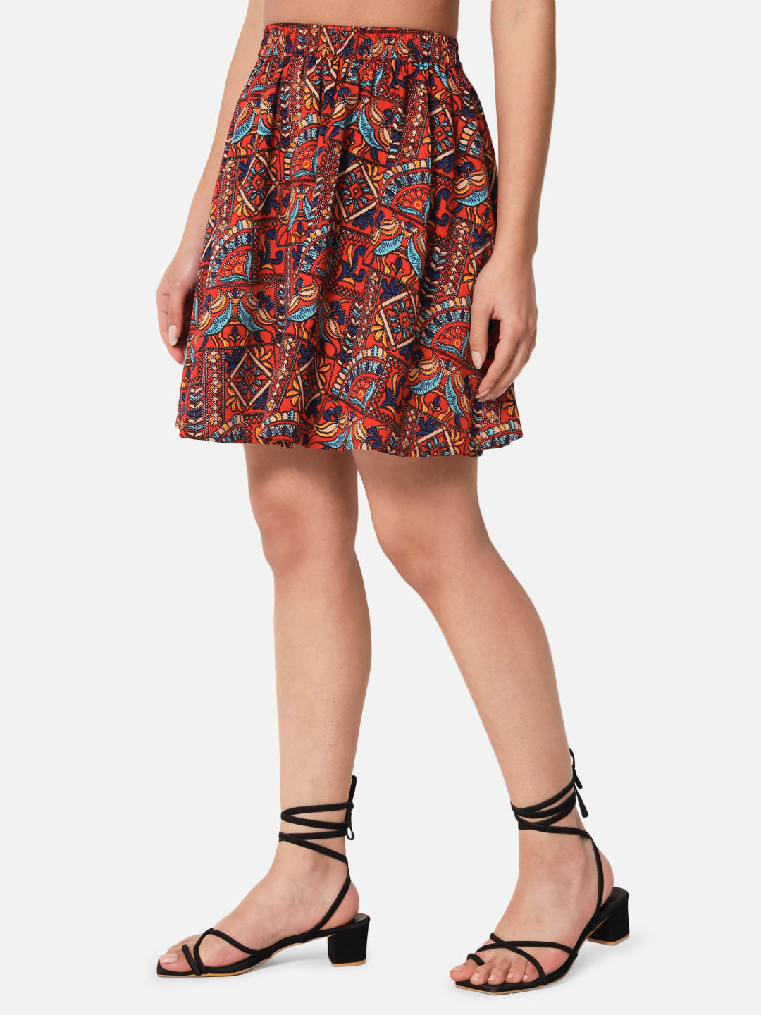 All-Over Printed Above Knee Length Skirt for Women