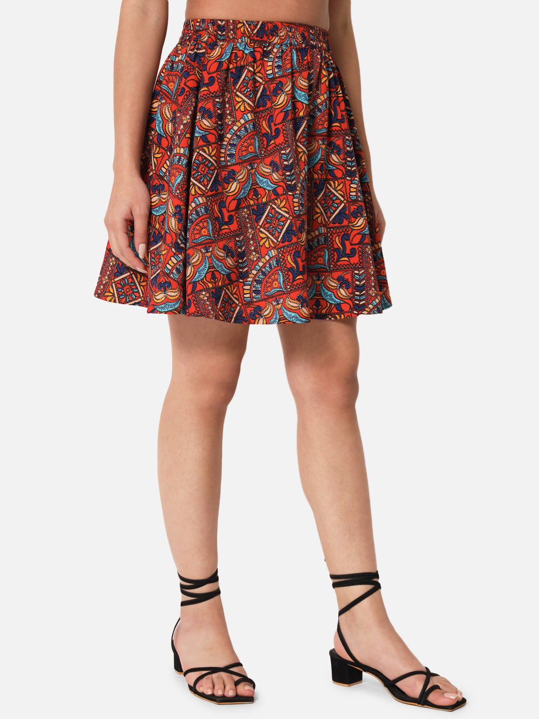 All-Over Printed Above Knee Length Skirt for Women