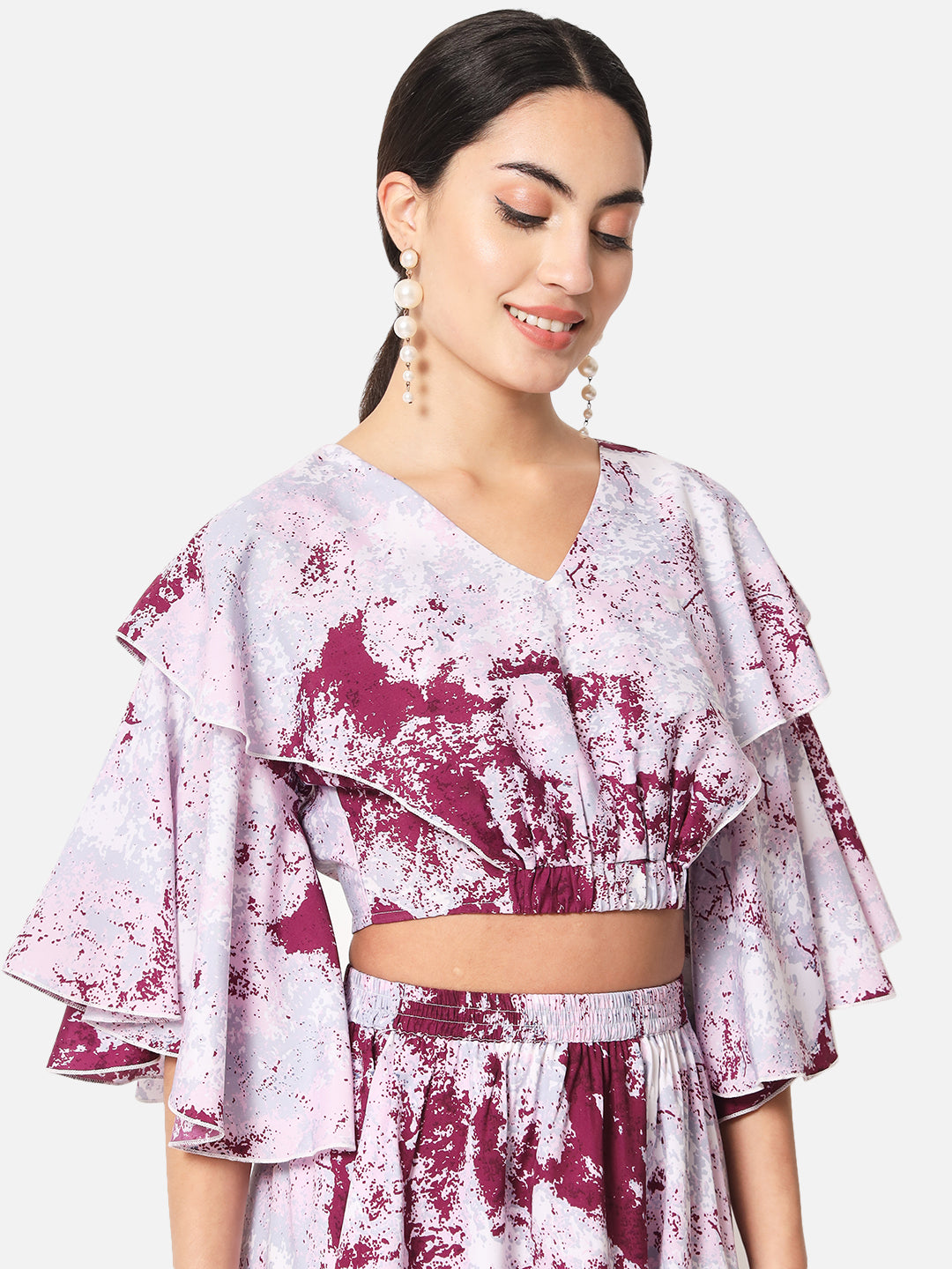 Multicolor Tie Dye V-Neck Crop Top for Women