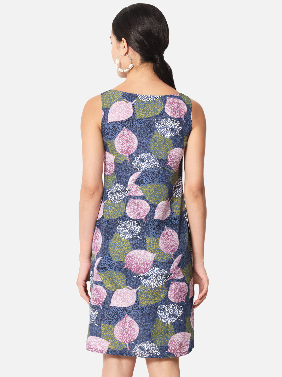 Multicolor Leaf Print Sleeveless Bodycon Dress for Women