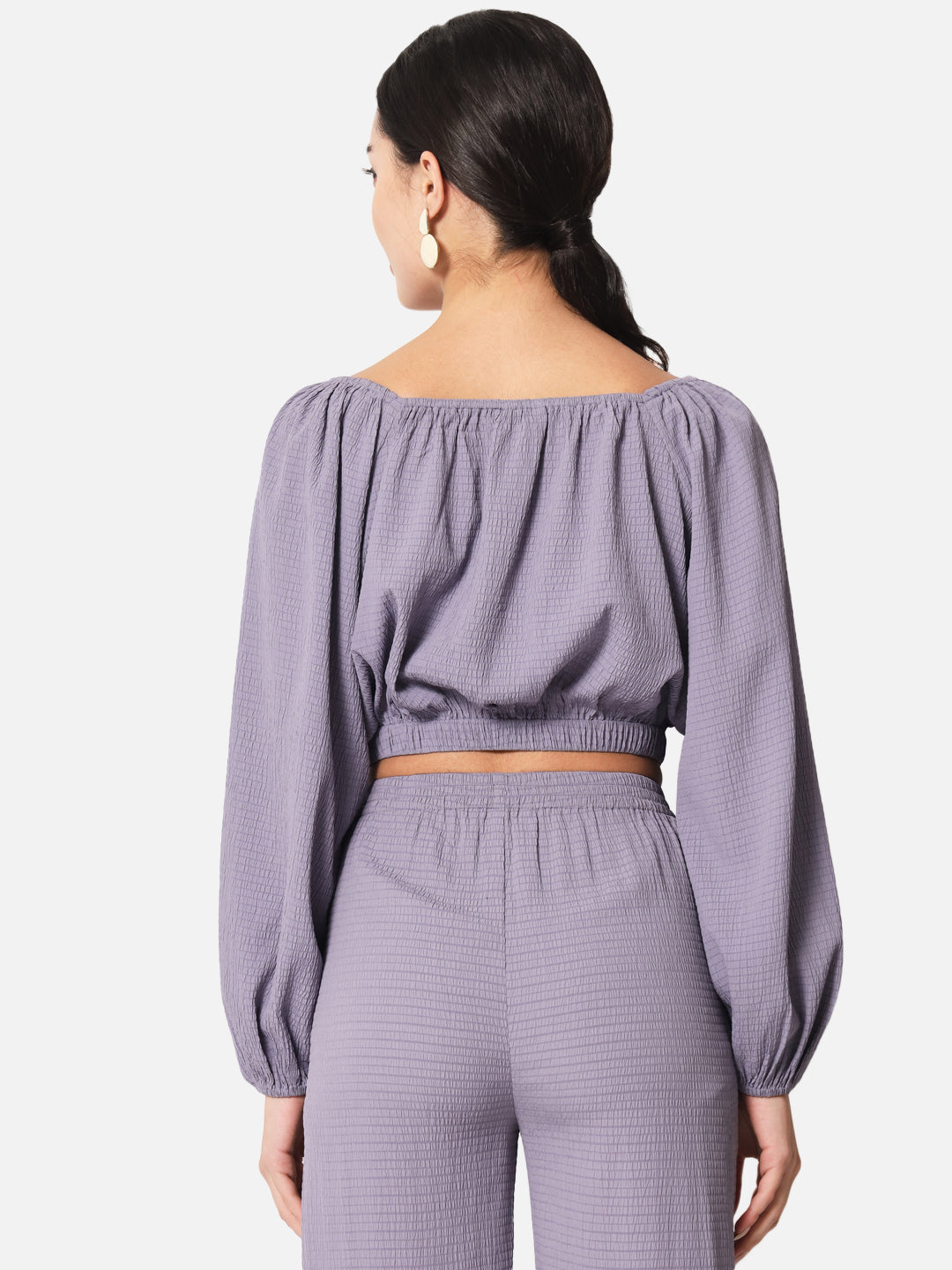 Purple Square Neck Crop Top for Women