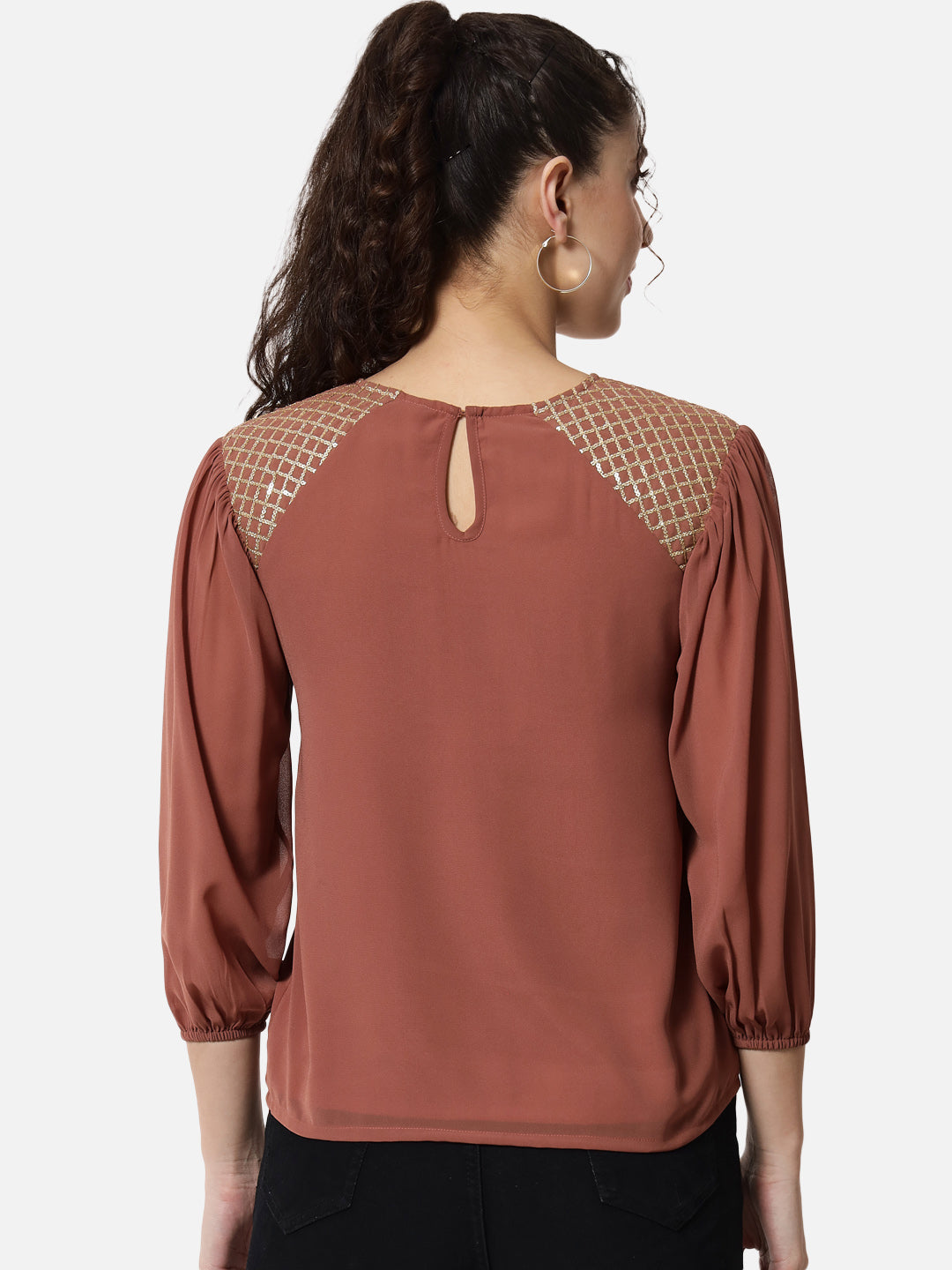 Embellished Round Neck Top for Women