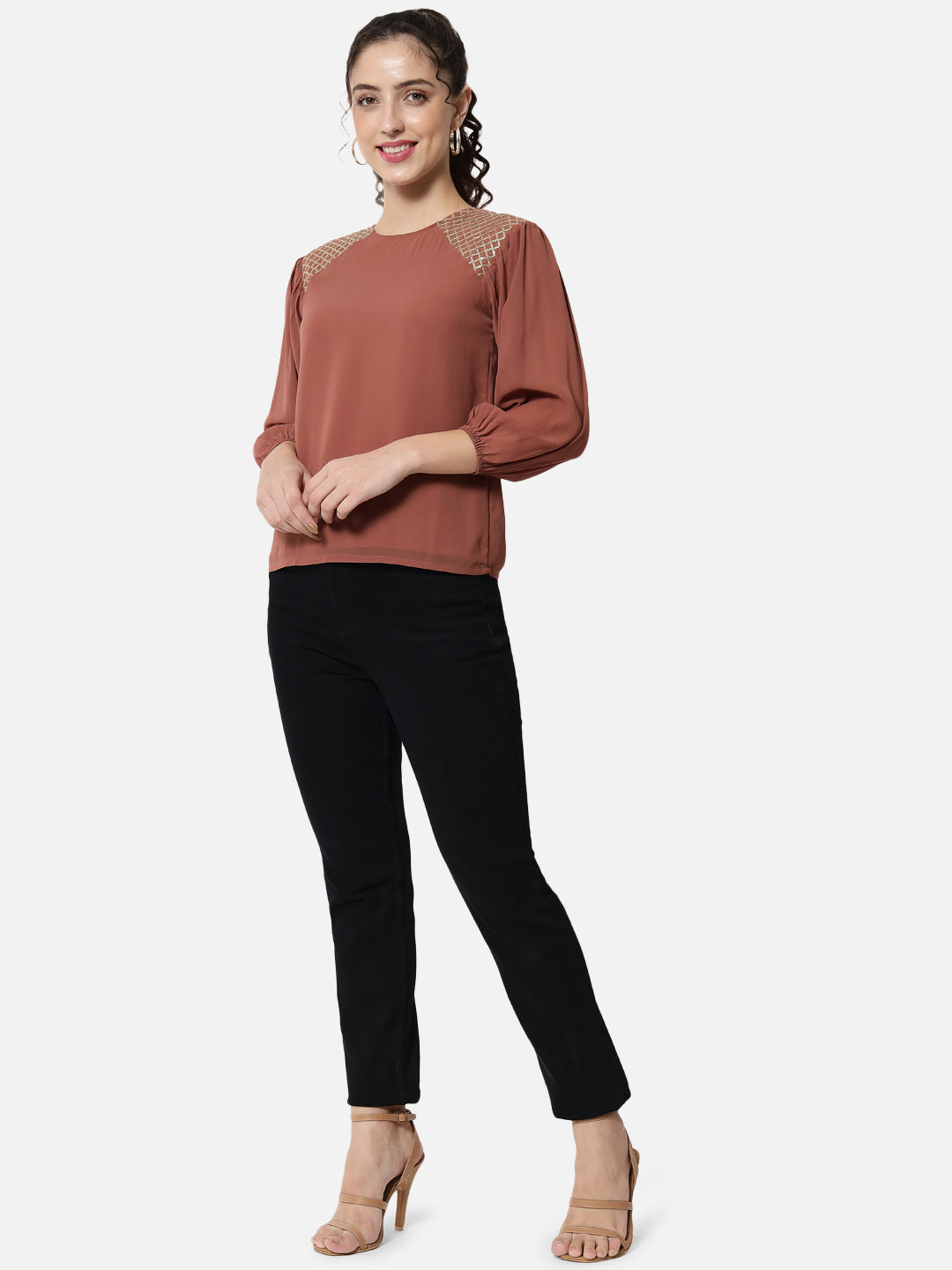 Embellished Round Neck Top for Women