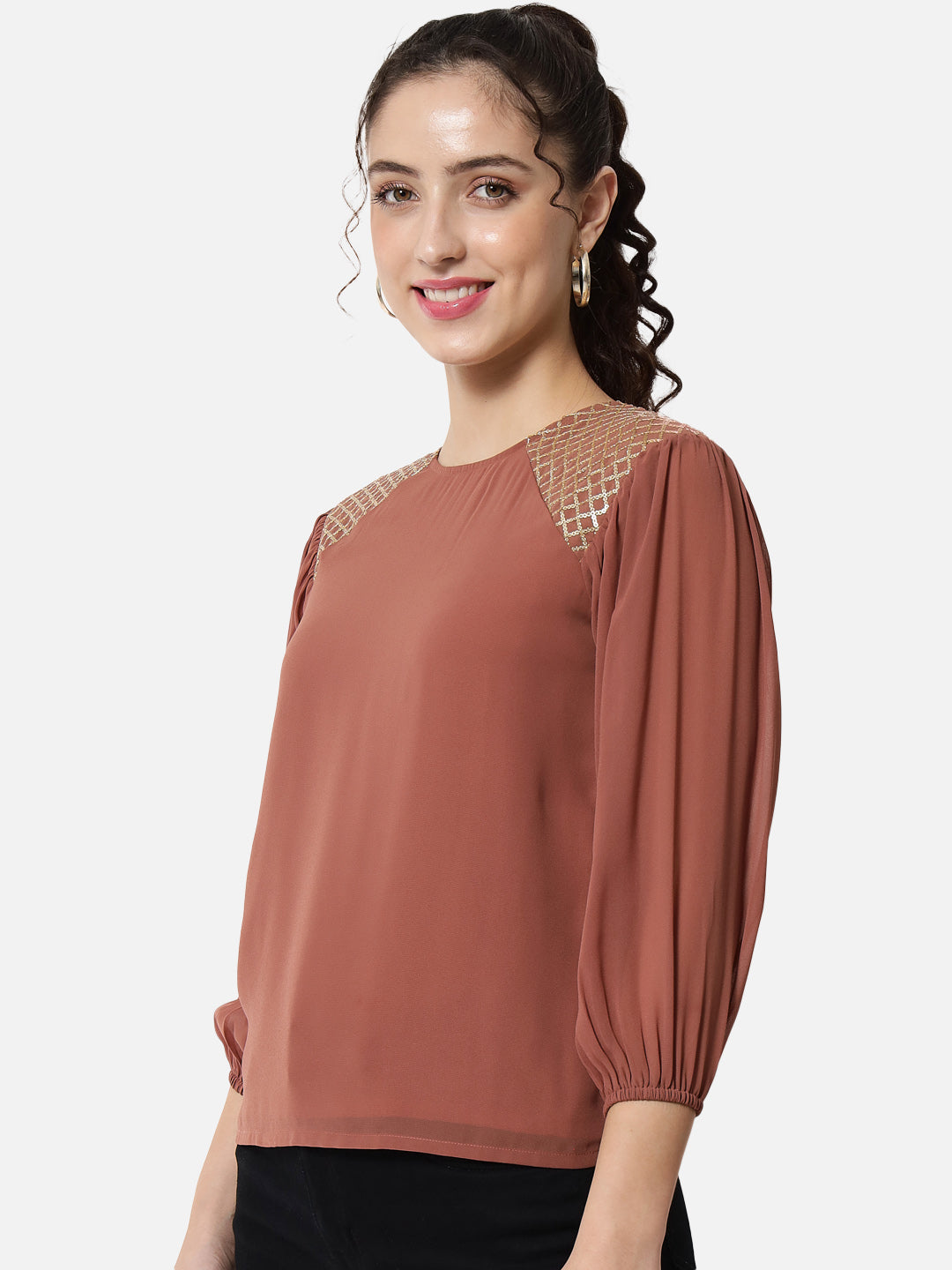 Embellished Round Neck Top for Women