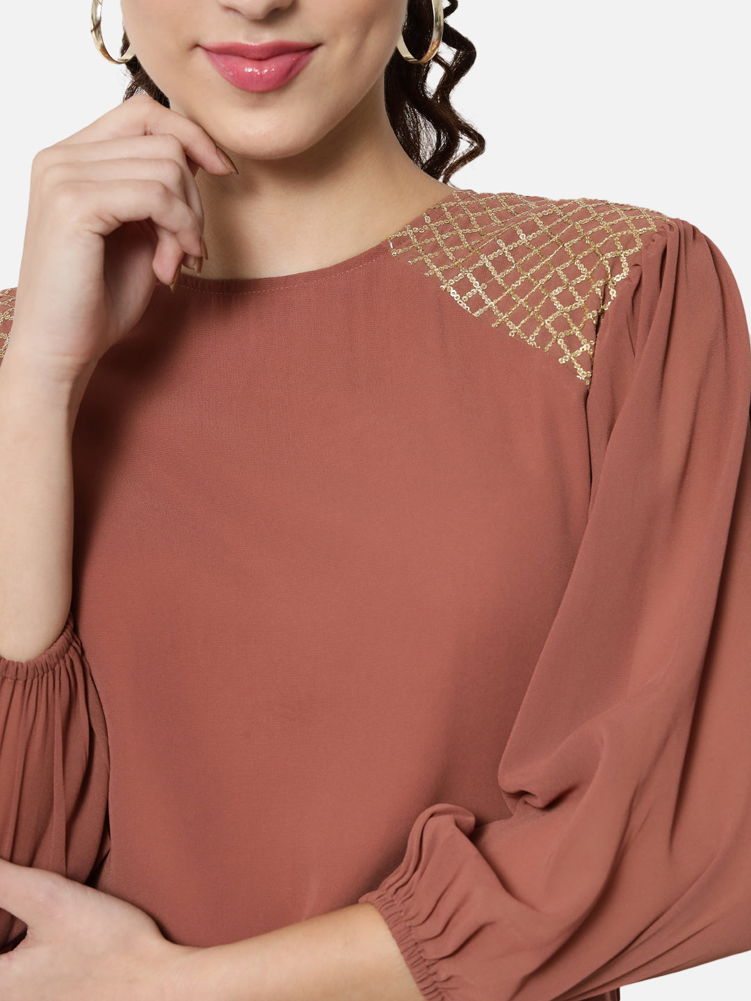 Embellished Round Neck Top for Women