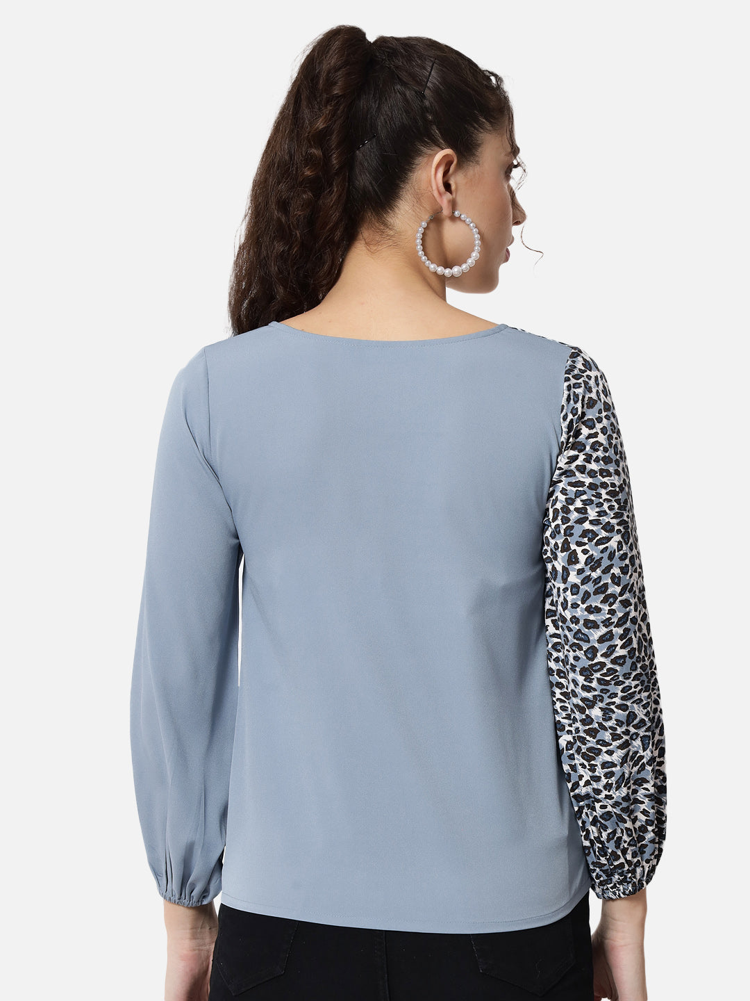 Dual Printed Round Neck Top for Women