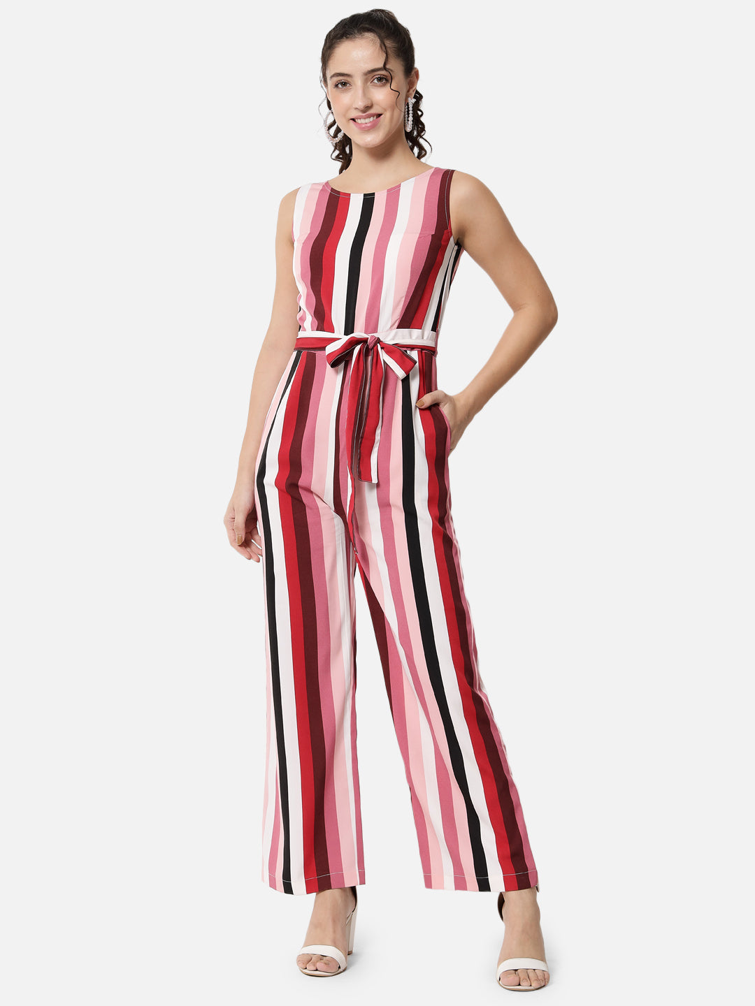 Multicolor Stripes Sleeveless Jumpsuit for Women