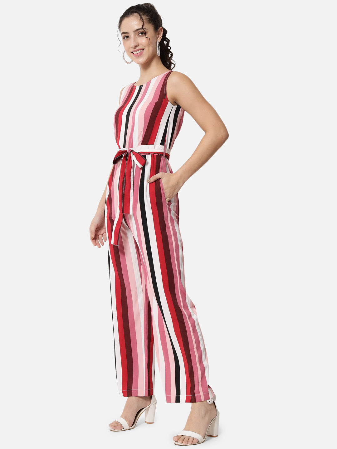 Multicolor Stripes Sleeveless Jumpsuit for Women