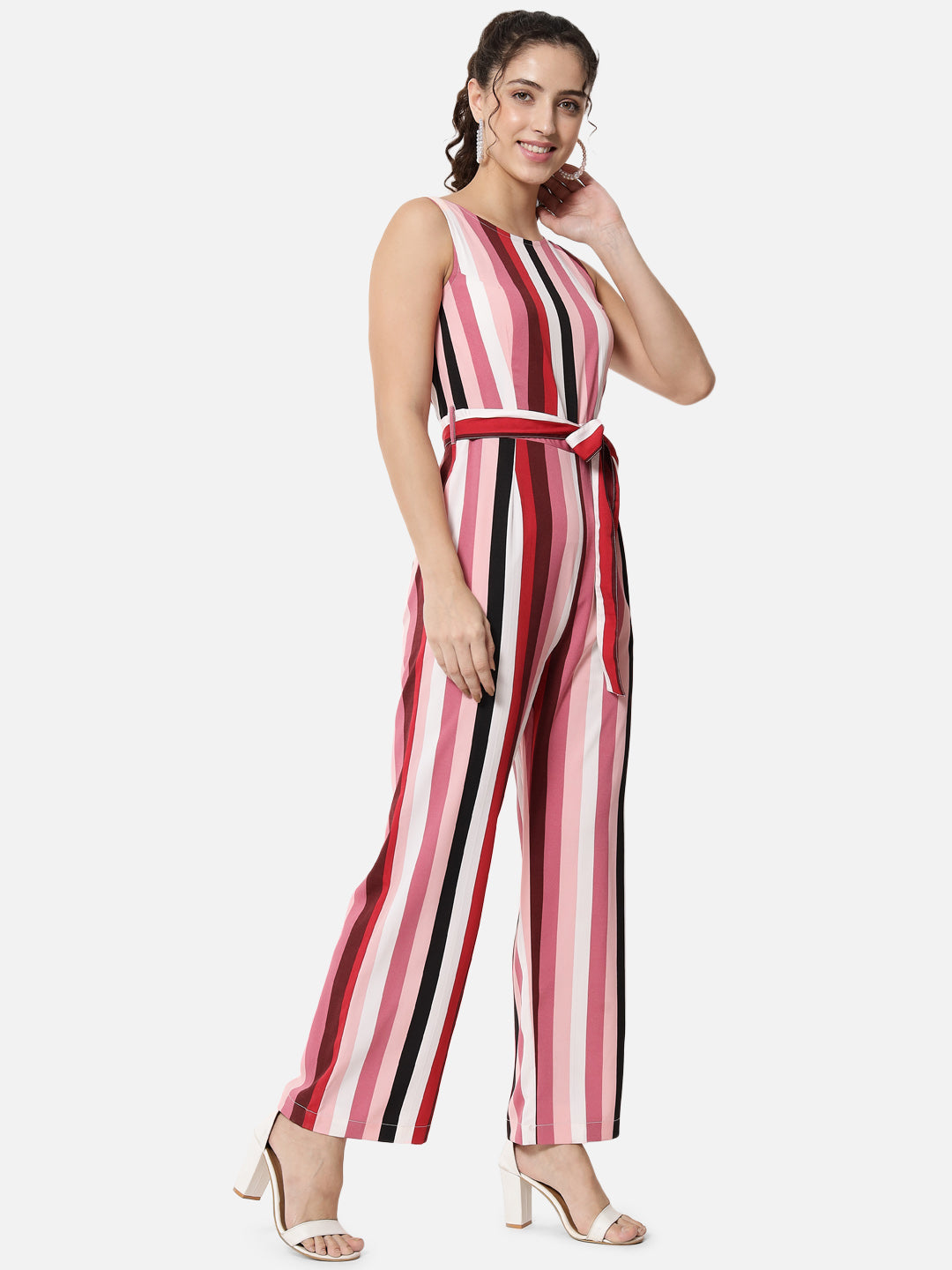 Multicolor Stripes Sleeveless Jumpsuit for Women
