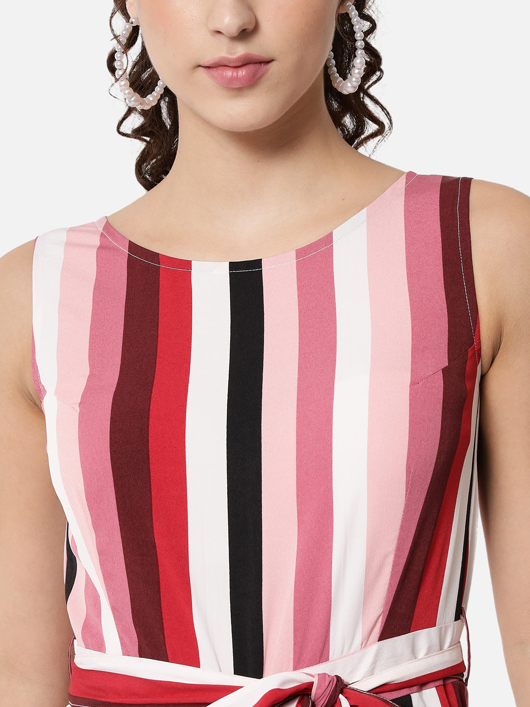 Multicolor Stripes Sleeveless Jumpsuit for Women