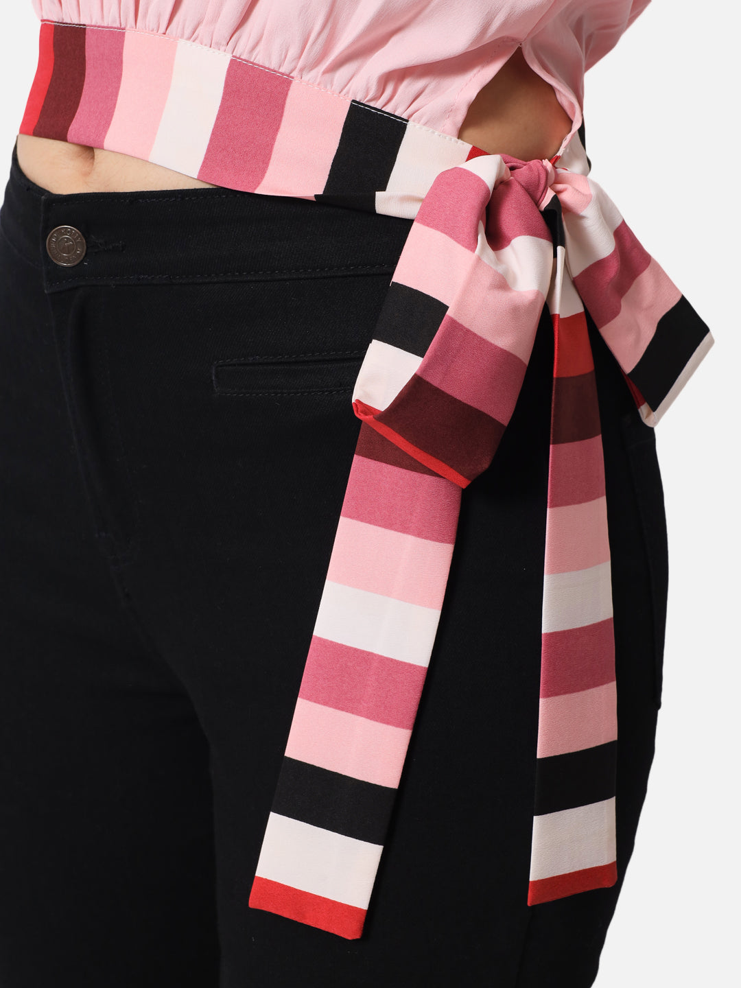 Pink Solid Half Sleeve Top for Women