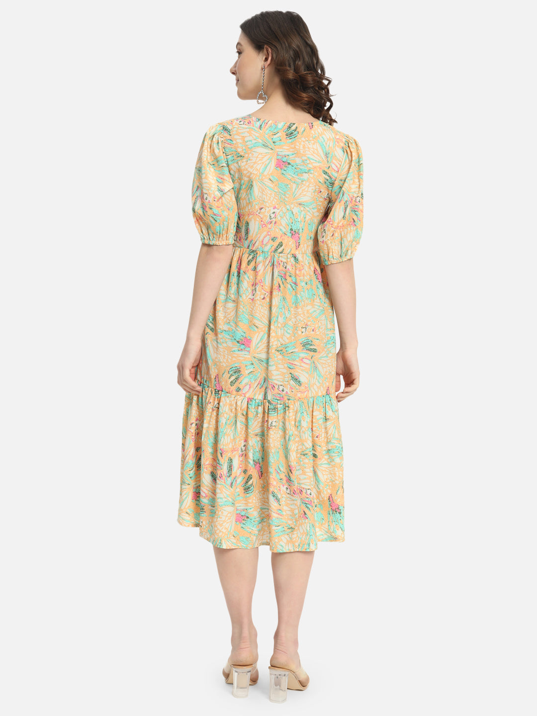 Multicolor Printed V-Neck Dress for Women