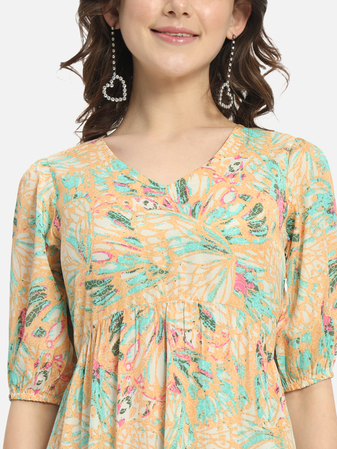 Multicolor Printed V-Neck Dress for Women