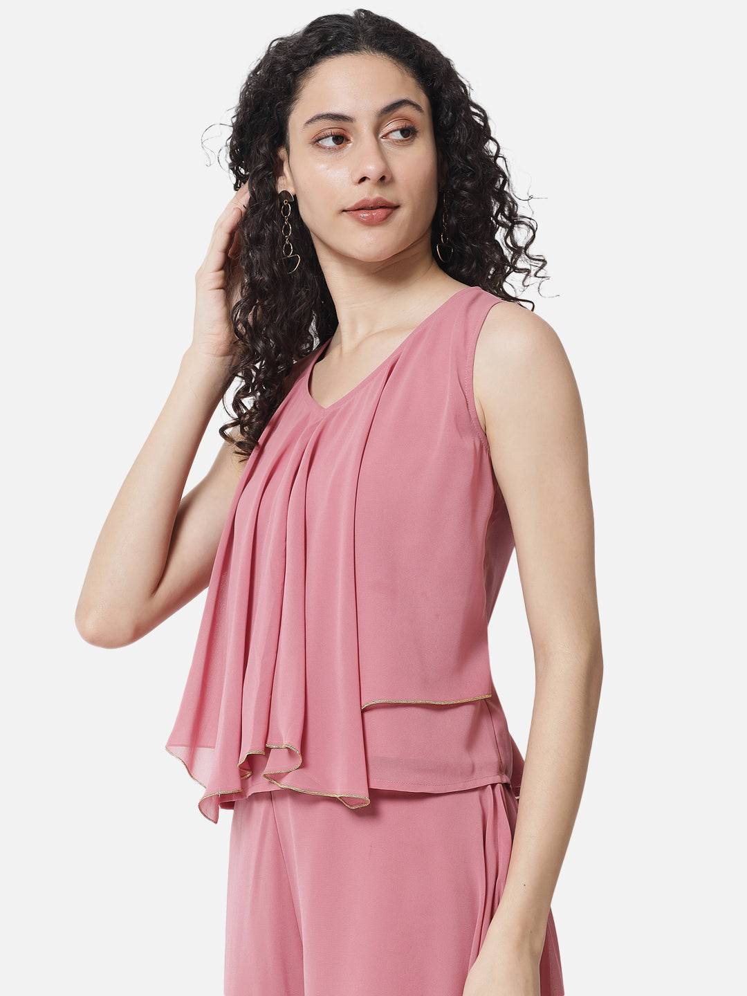 Pink Solid Sleeveless Top for Women
