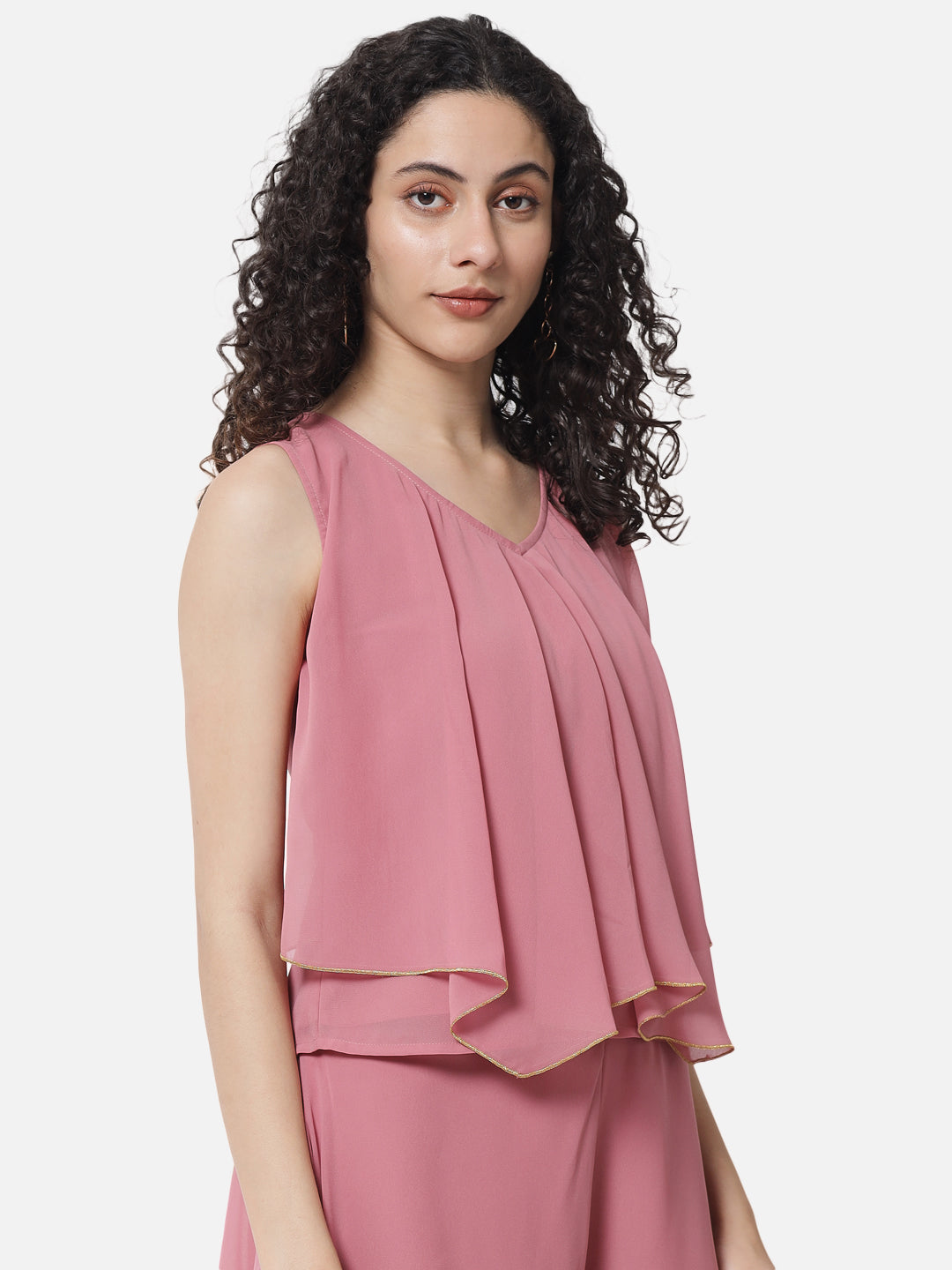 Pink Solid Sleeveless Top for Women