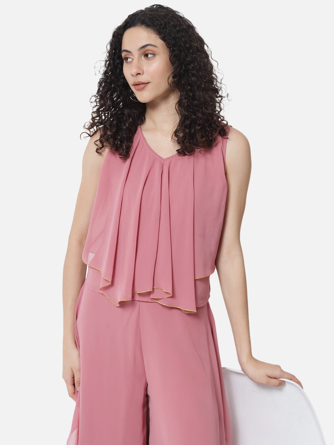 Pink Solid Sleeveless Top for Women