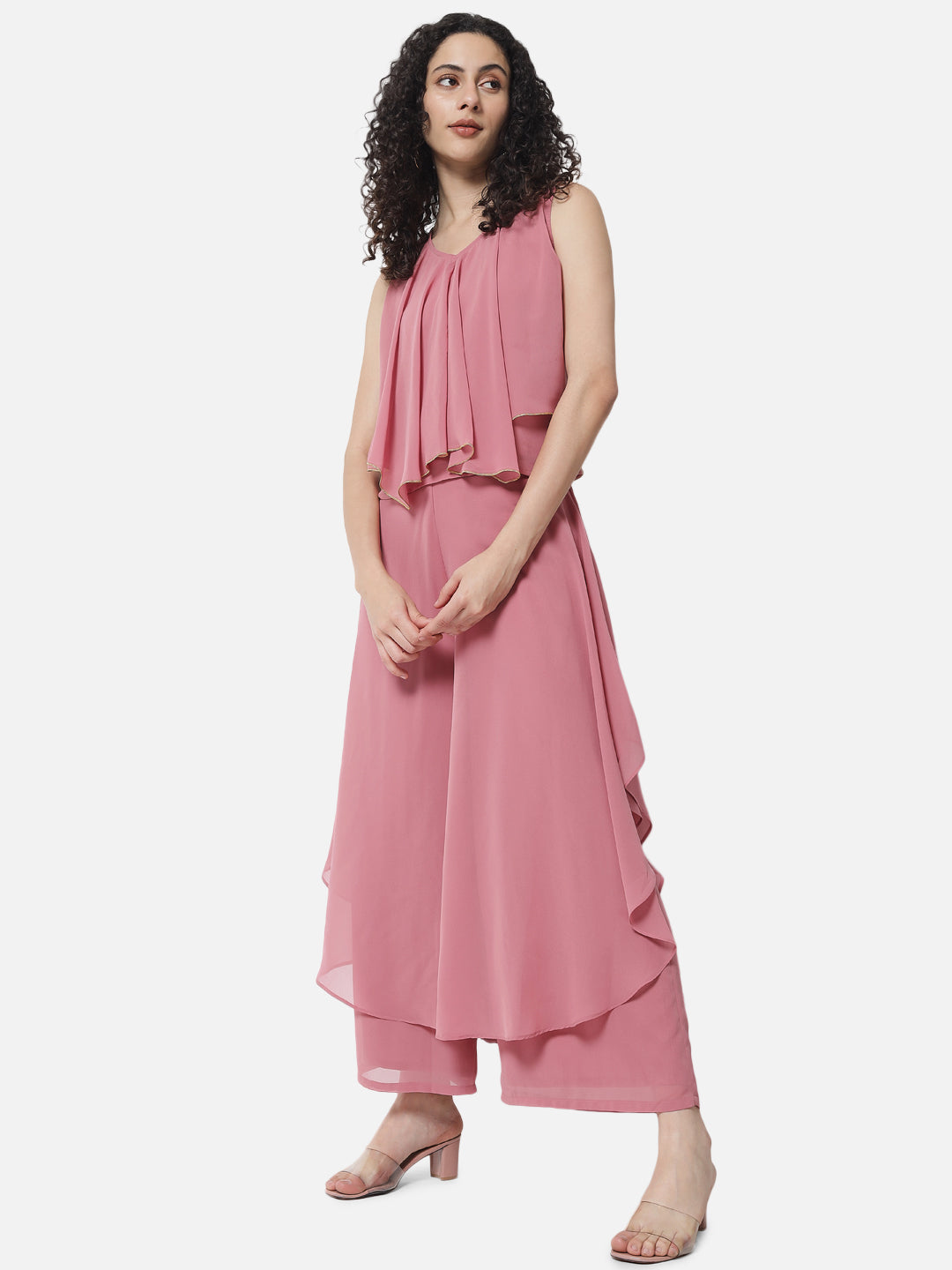 Pink Solid Sleeveless Top for Women