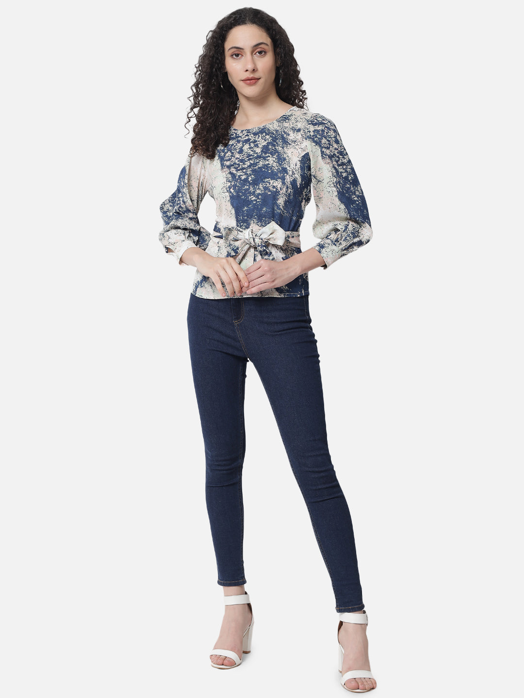 Multicolor Tie-Dye Round Neck Top for Women