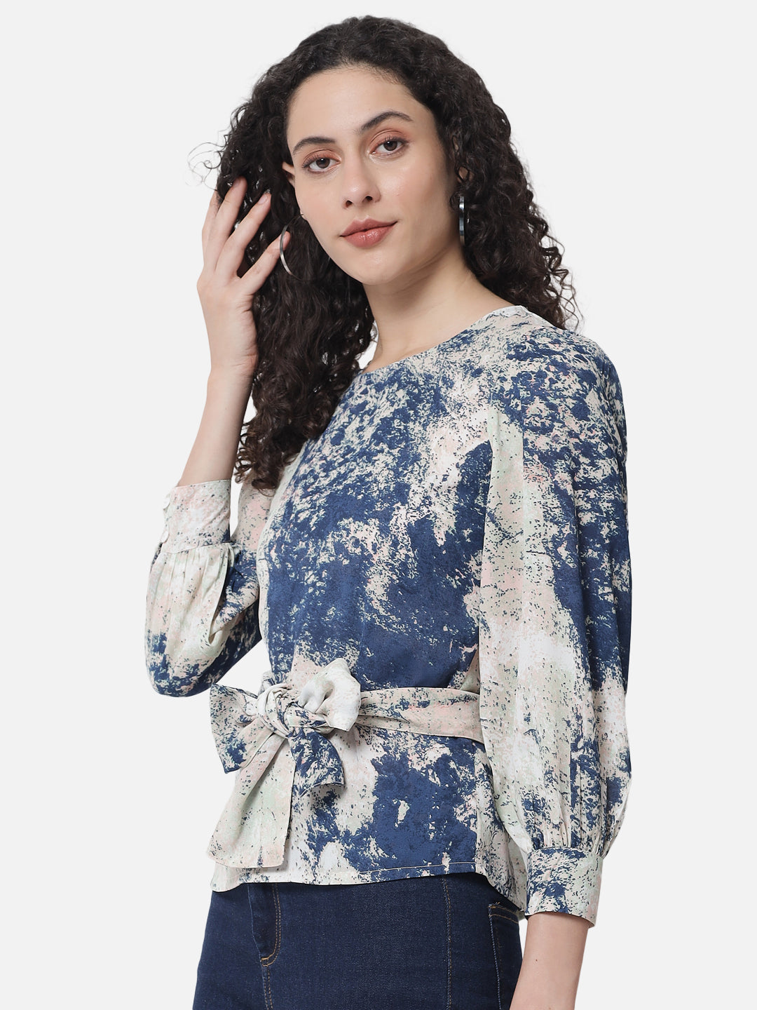 Multicolor Tie-Dye Round Neck Top for Women