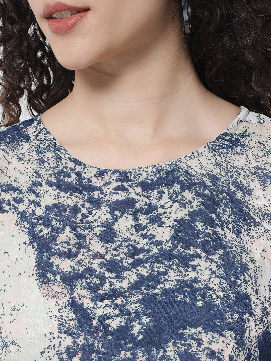 Multicolor Tie-Dye Round Neck Top for Women