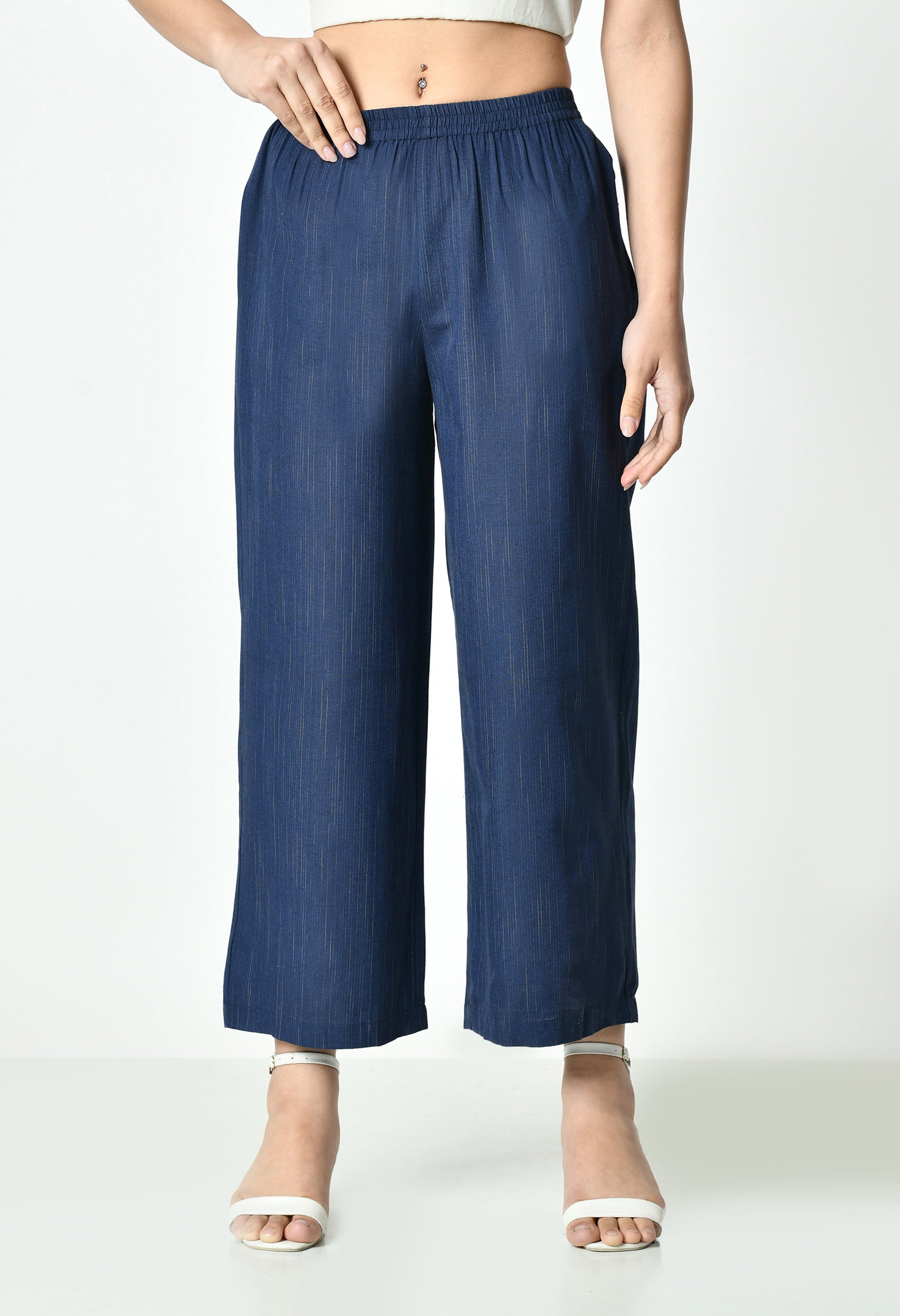 Solid Straight Palazzo for Women With Pocket