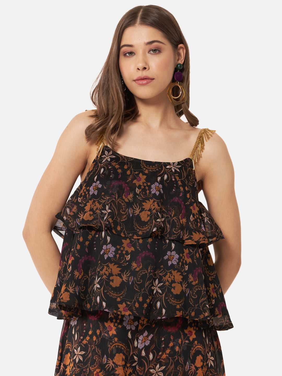 Floral Sleeveless Tiered Top for Women