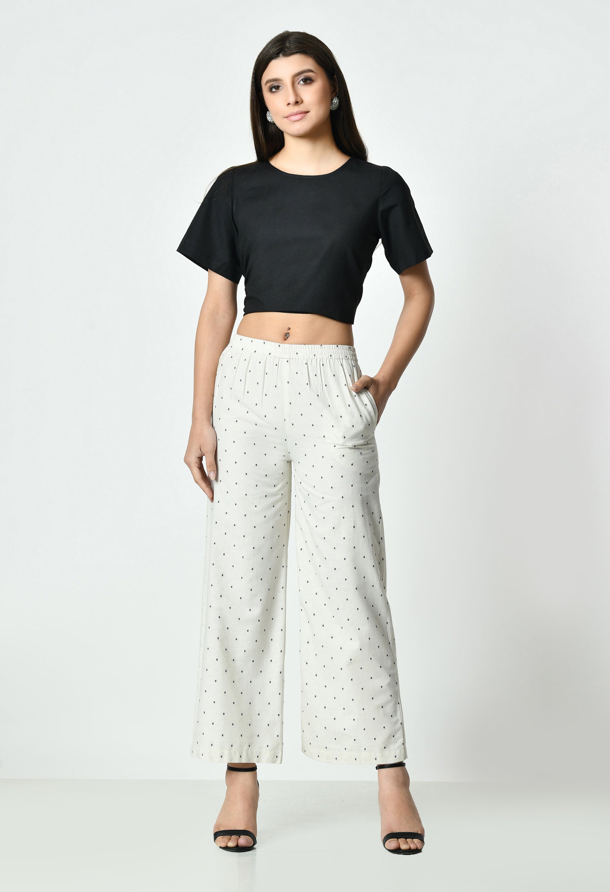 All-Over Printed Straight Palazzo for Women With Pocket
