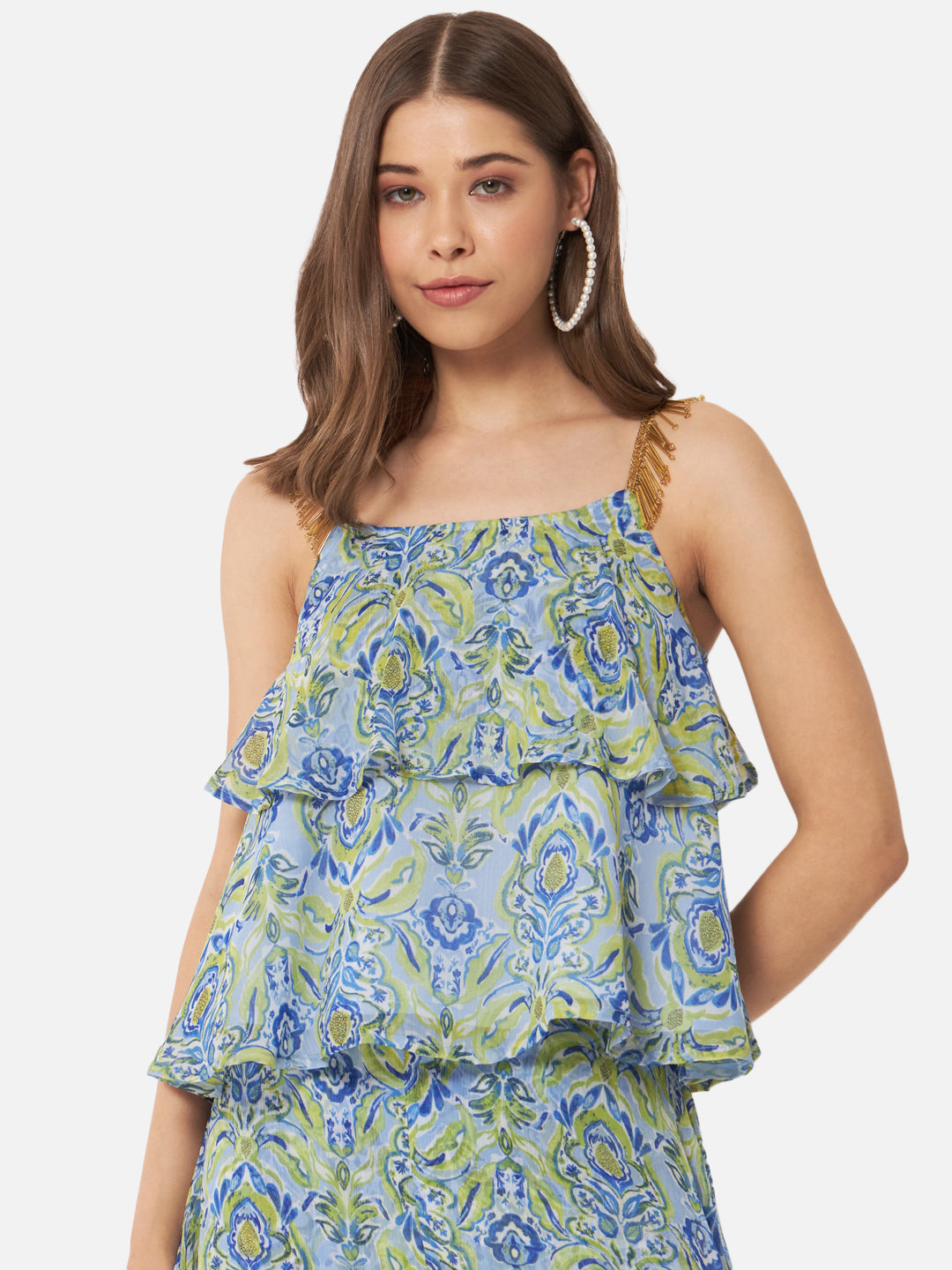 Floral Sleeveless Tiered Top for Women