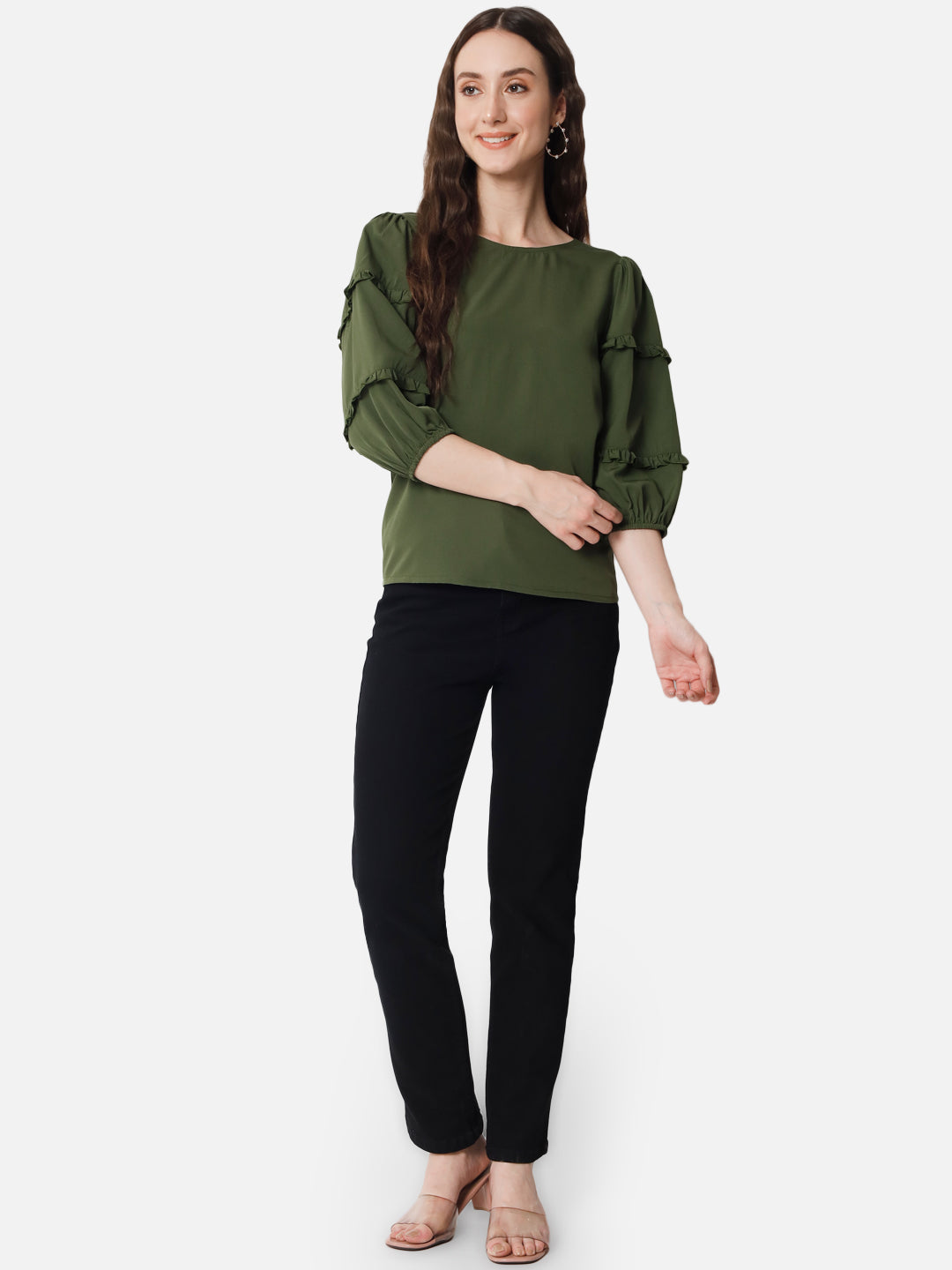 Solid Round Neck Top for Women