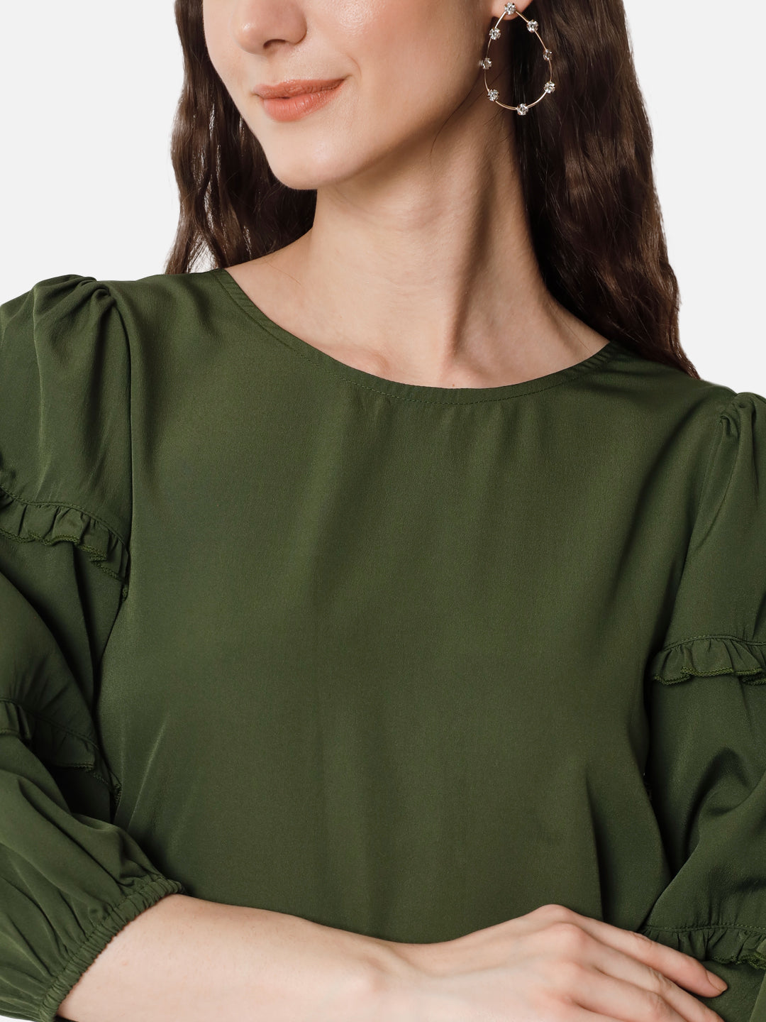 Solid Round Neck Top for Women