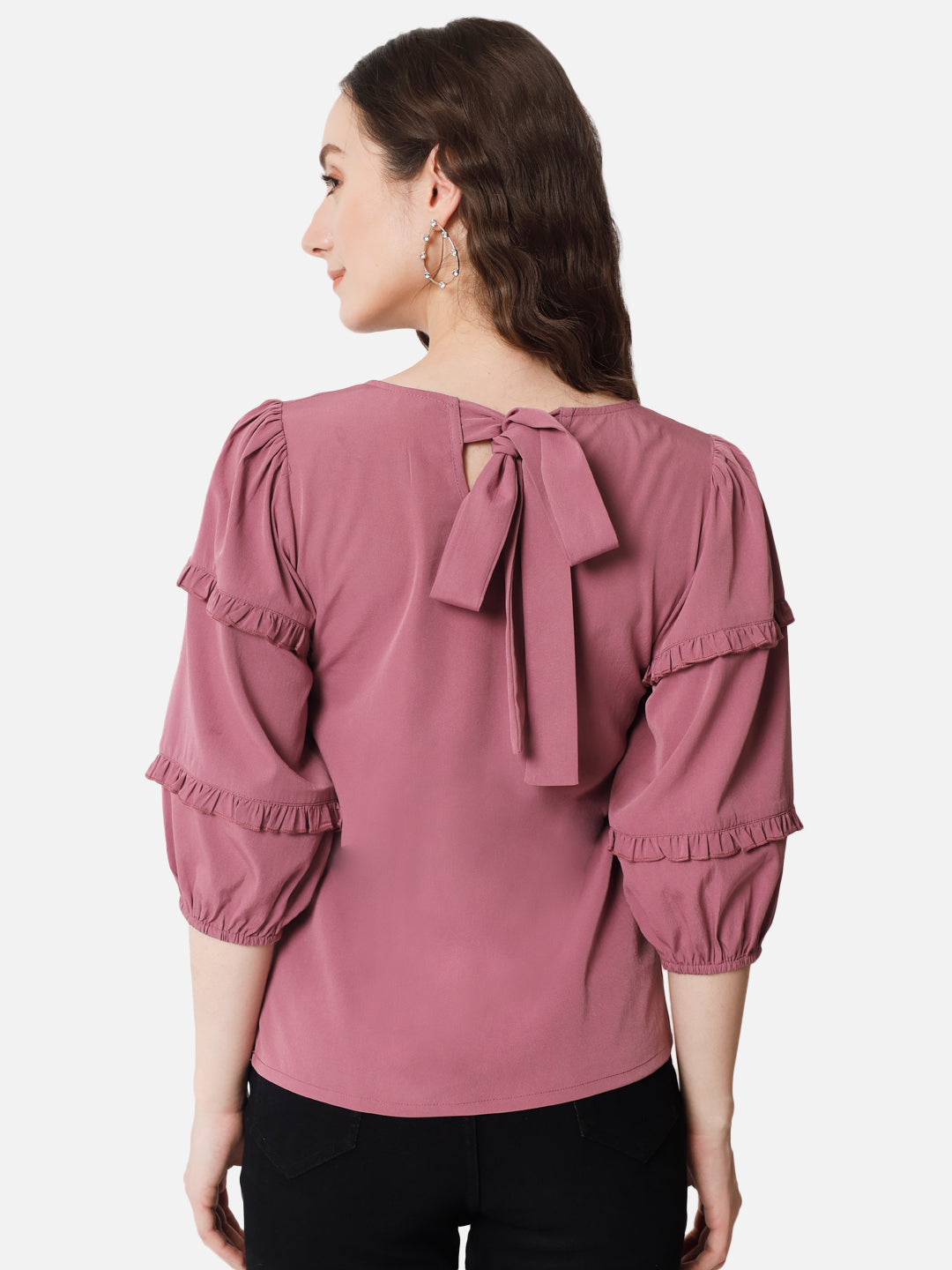 Solid Round Neck Top for Women
