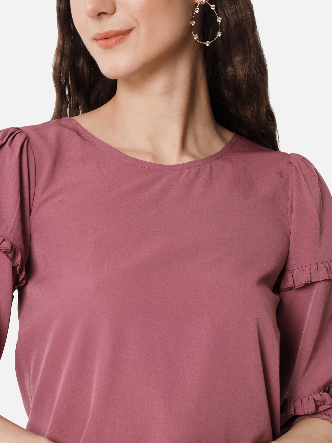 Solid Round Neck Top for Women