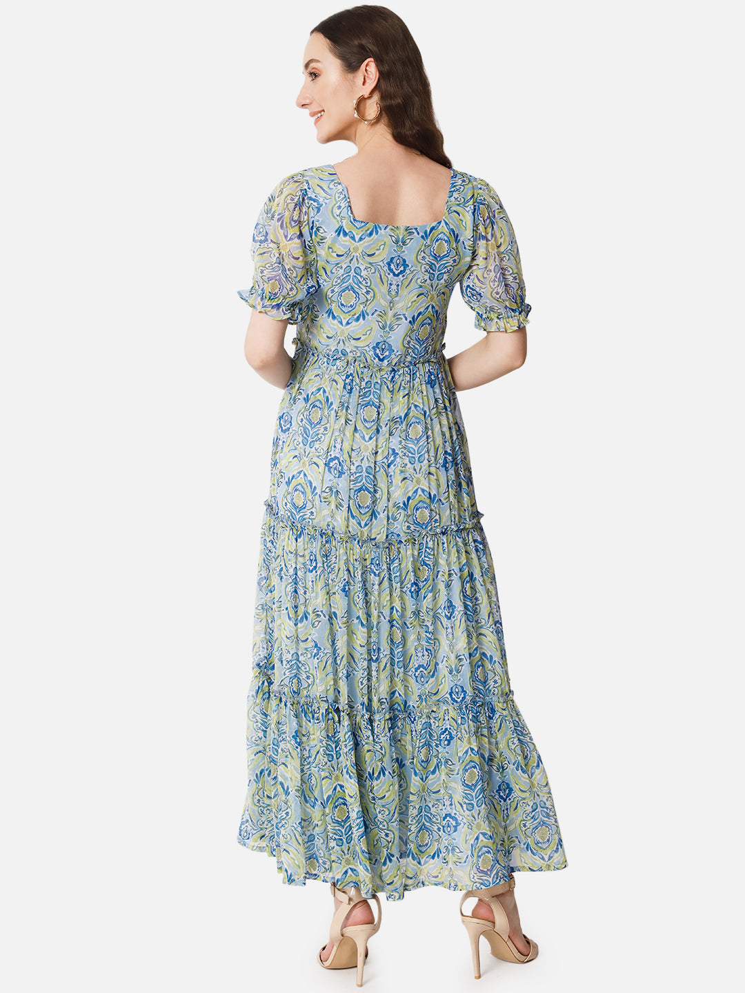 Floral Half Sleeve Ankle Length Dress for Women
