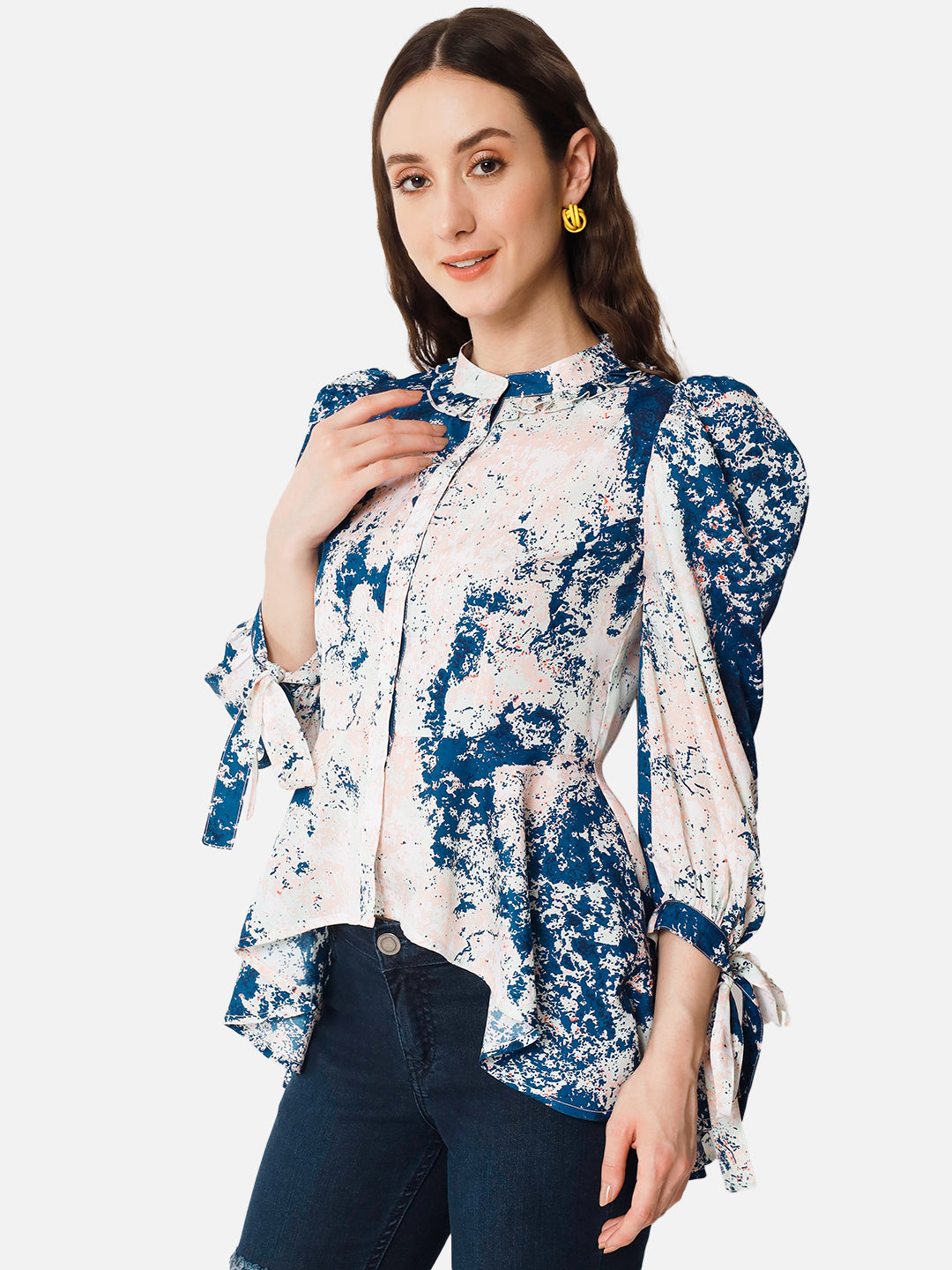 Multicolor Tie-Dye 3/4 Sleeve Top for Women