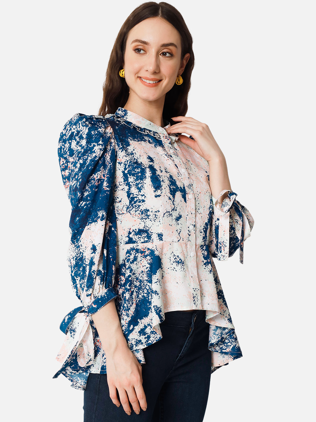 Multicolor Tie-Dye 3/4 Sleeve Top for Women