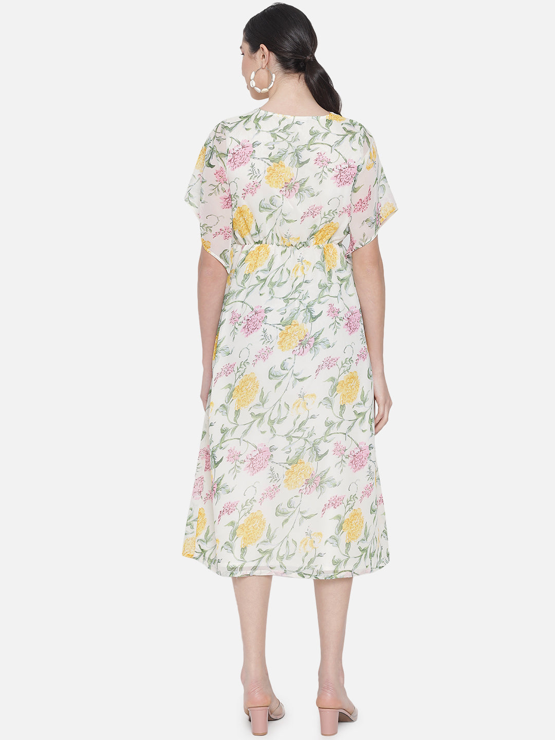 Multicolor Floral Poly Georgette Dress for Women