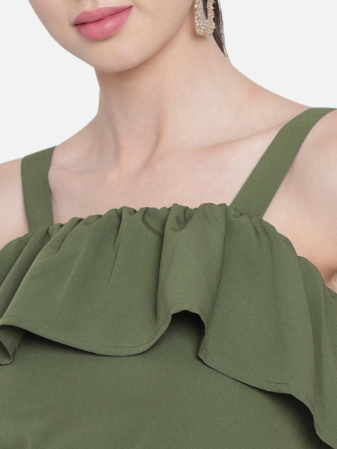 Solid Green Sleeveless Jumpsuit for Women
