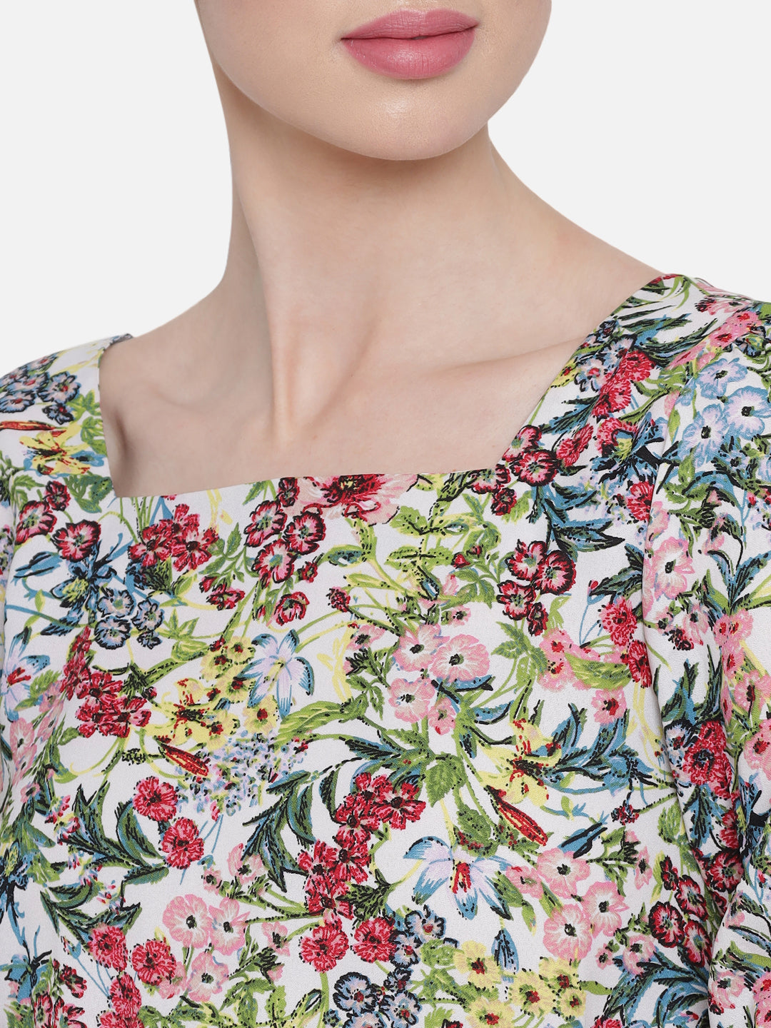 Multicolor Floral Square Neck Jumpsuit for Women
